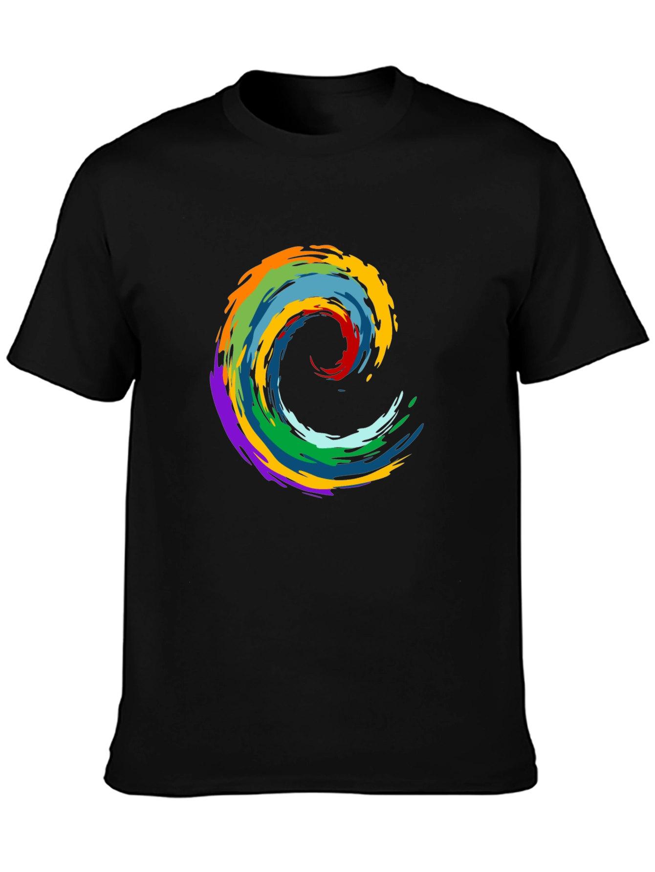 Rainbow Swirl Graphic Black T-Shirt