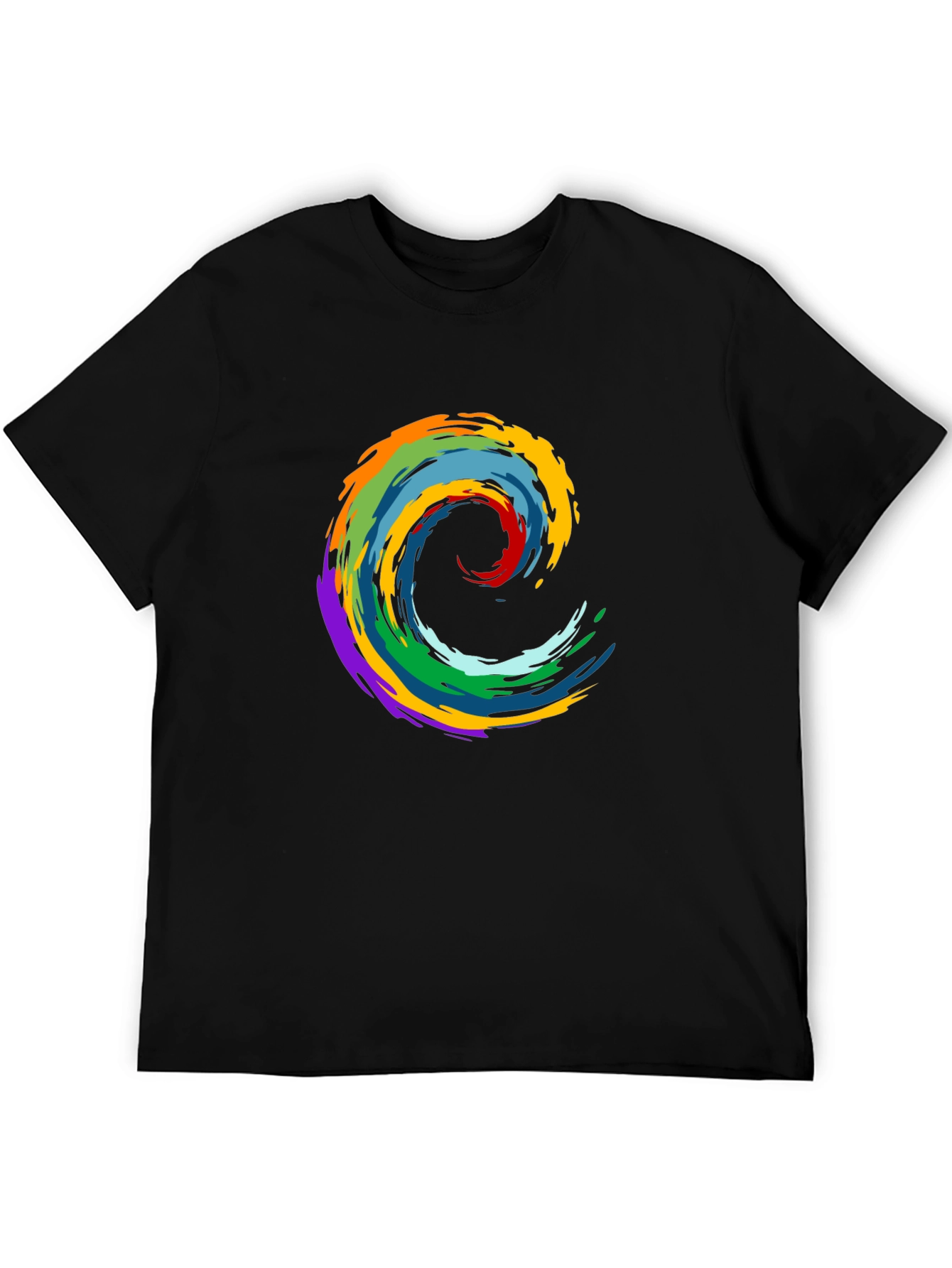 Rainbow Swirl Graphic Black T-Shirt