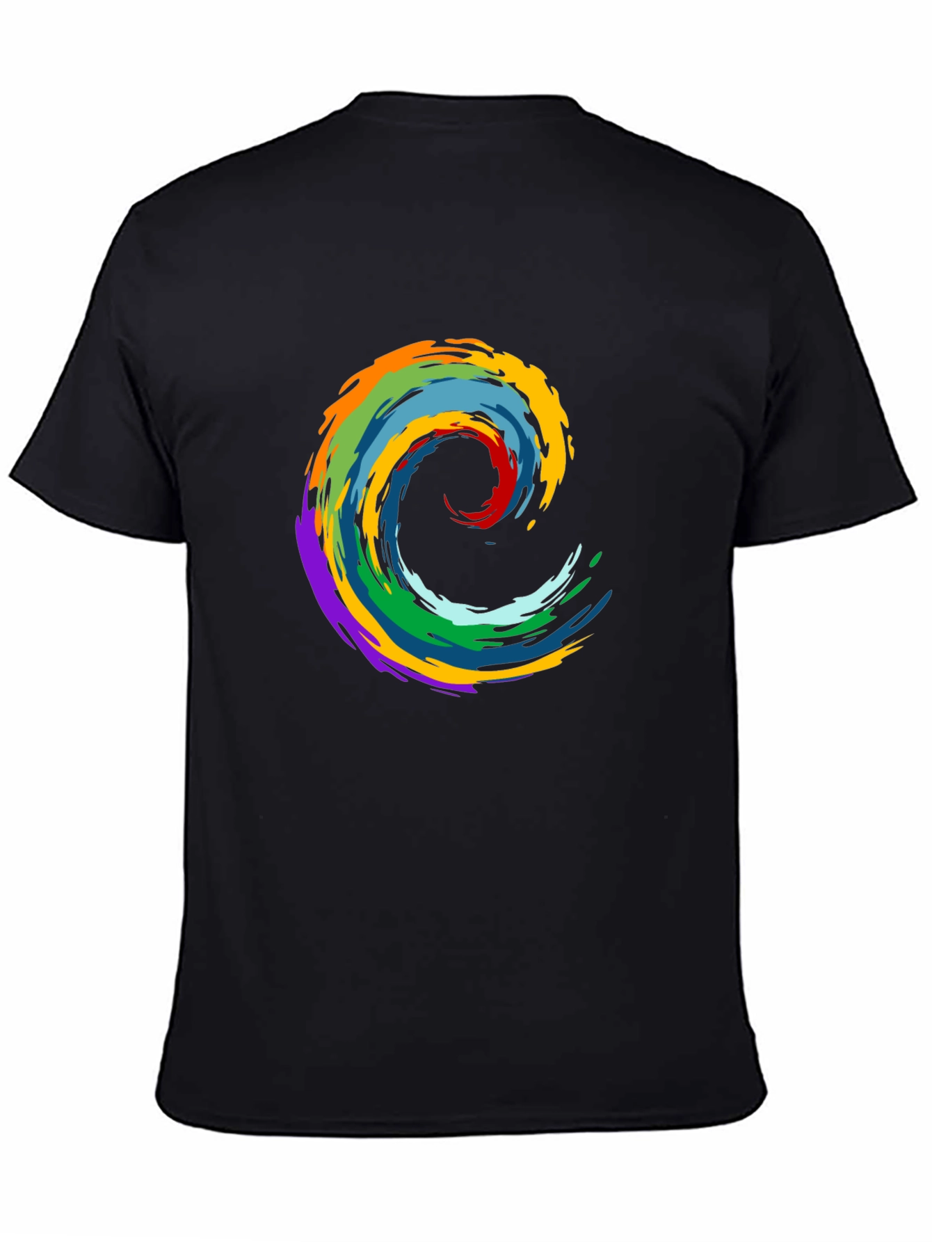 Rainbow Swirl Graphic Black T-Shirt