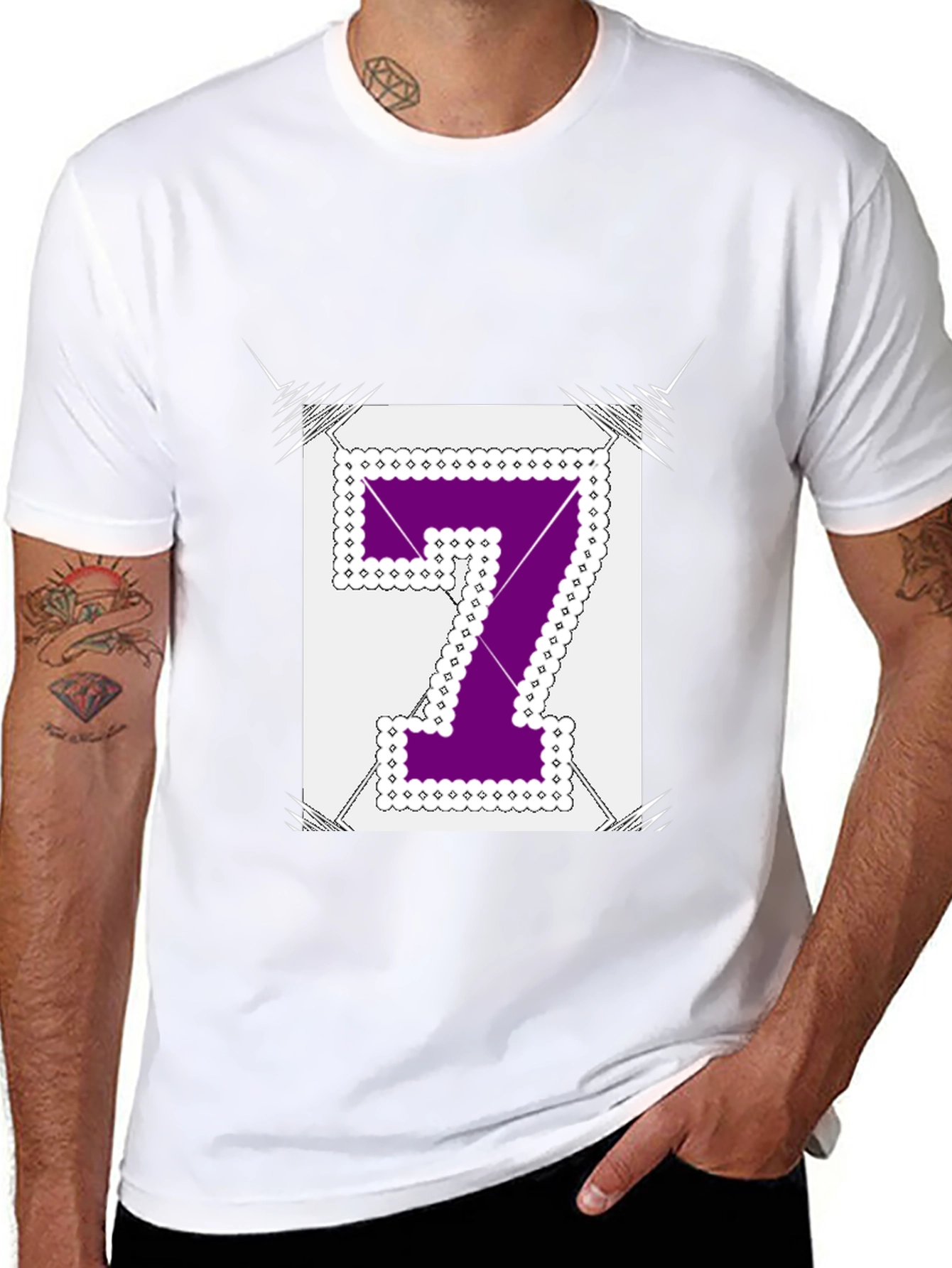 Number 7 Graphic Tee - Black Cotton Blend Shirt