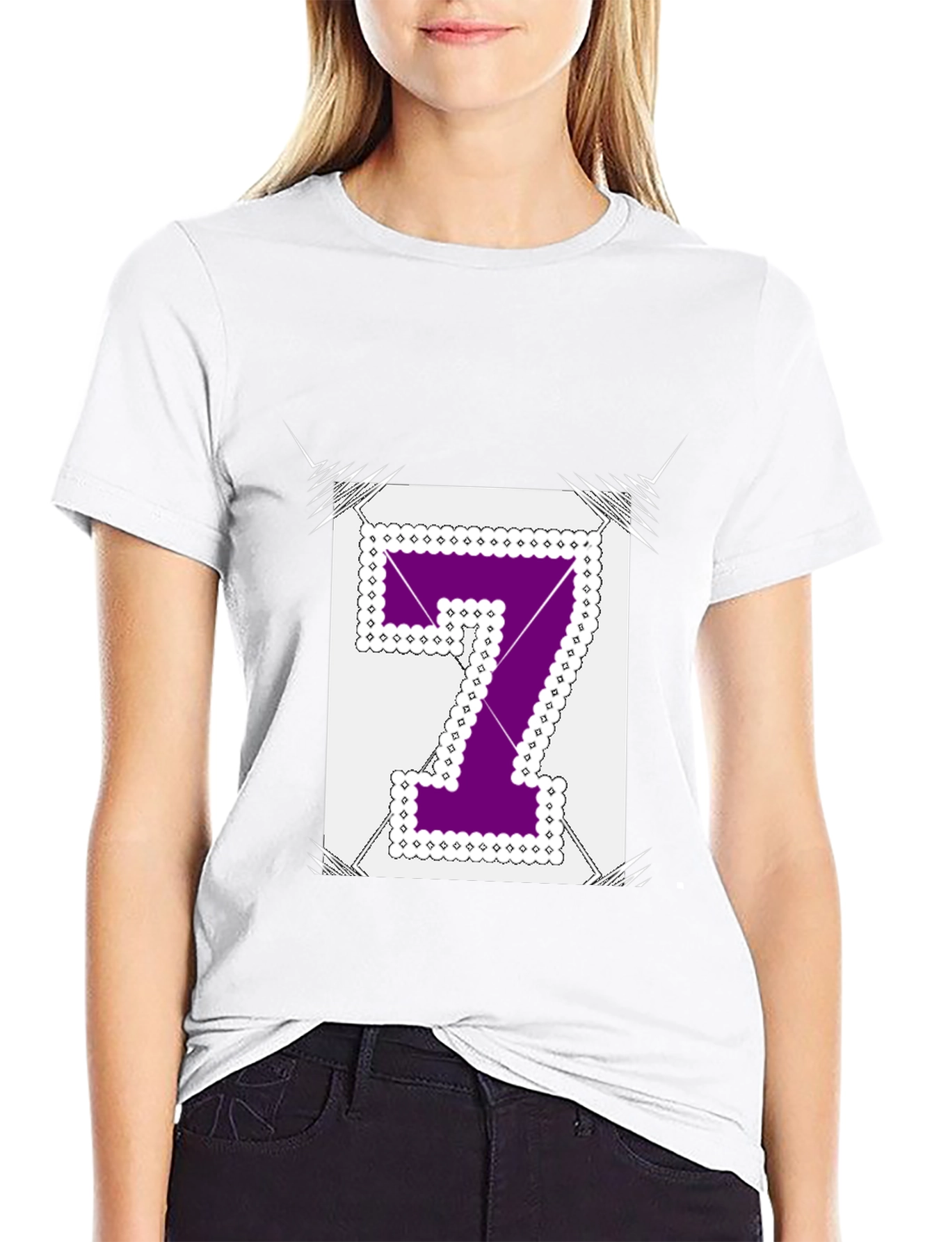 Number 7 Graphic Tee - Black Cotton Blend Shirt