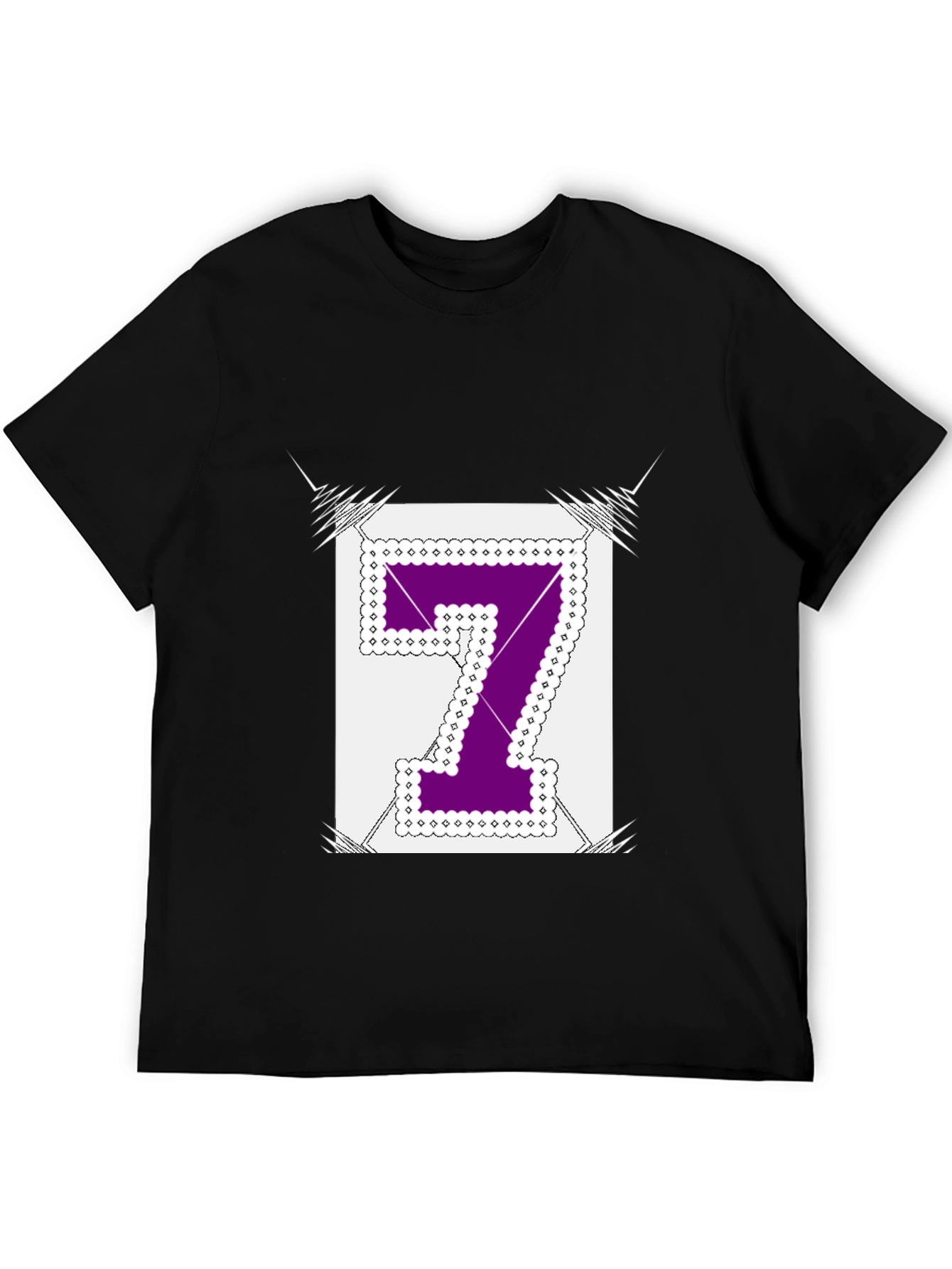 Number 7 Graphic Tee - Black Cotton Blend Shirt