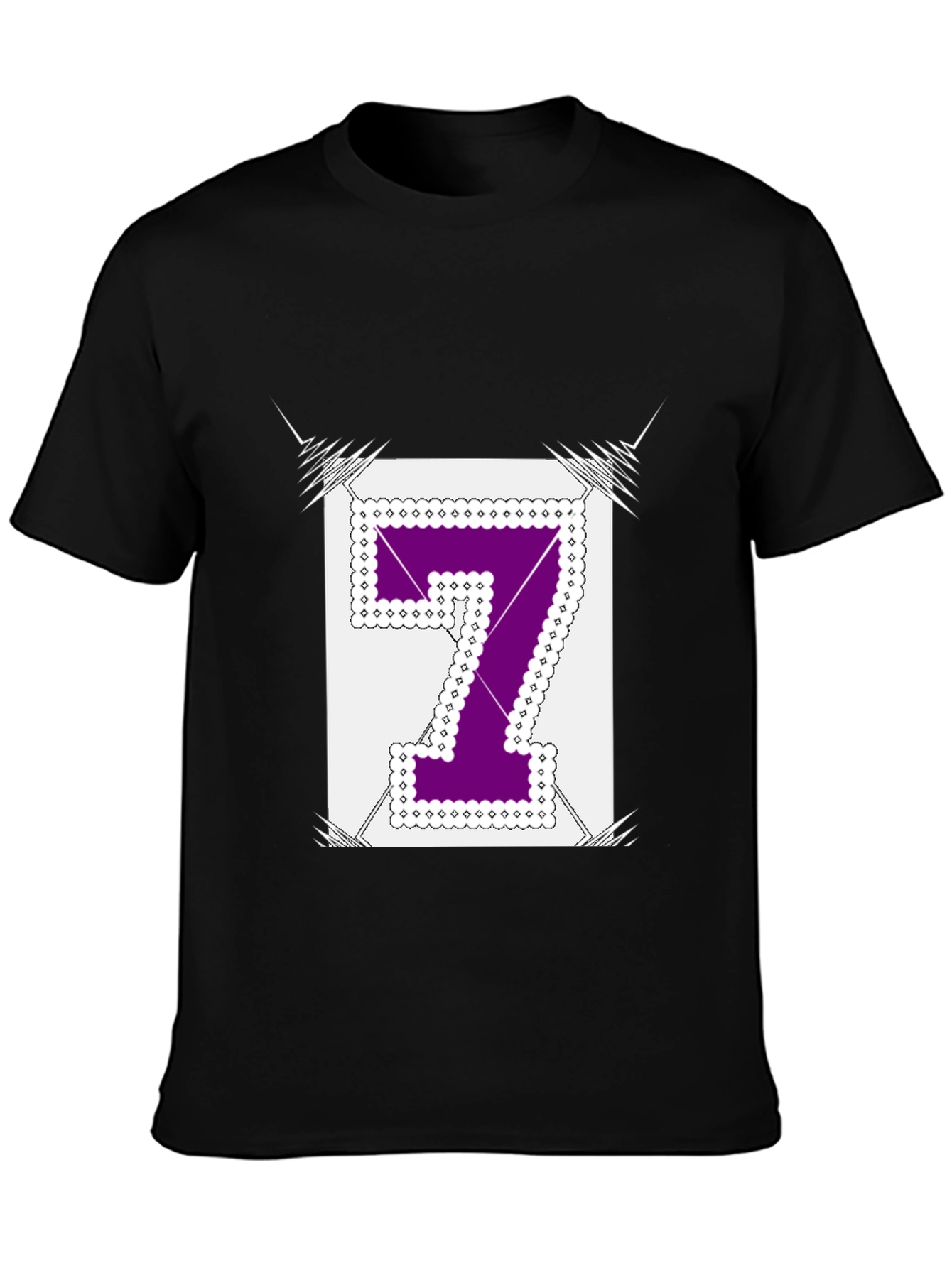 Number 7 Graphic Tee - Black Cotton Blend Shirt