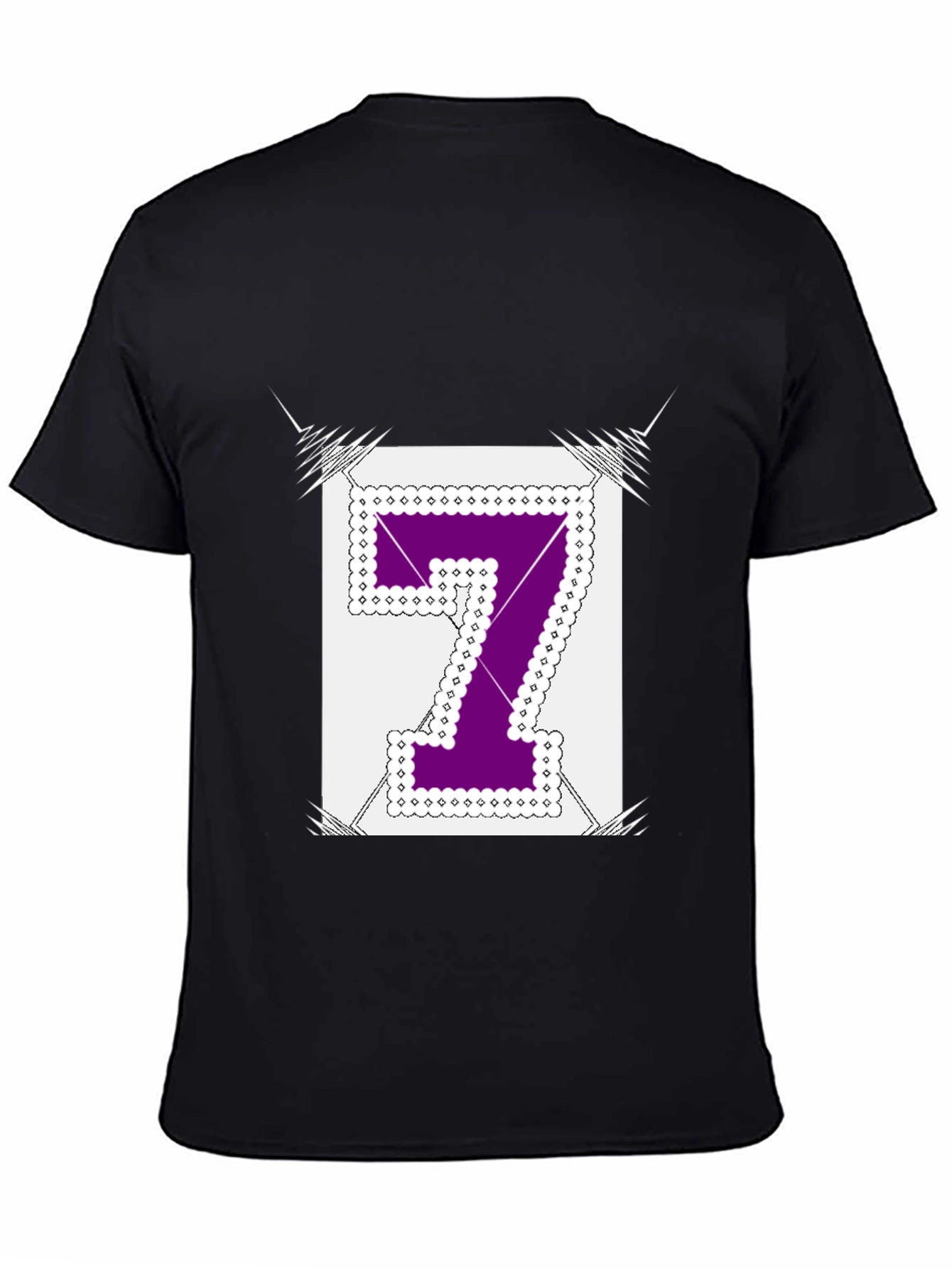 Number 7 Graphic Tee - Black Cotton Blend Shirt