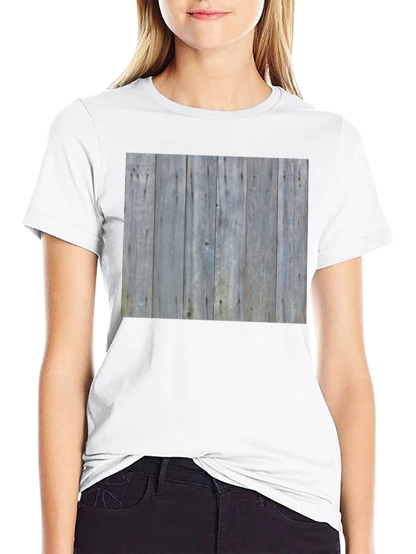 Rustic Wood Print Tee - Black Casual Shirt
