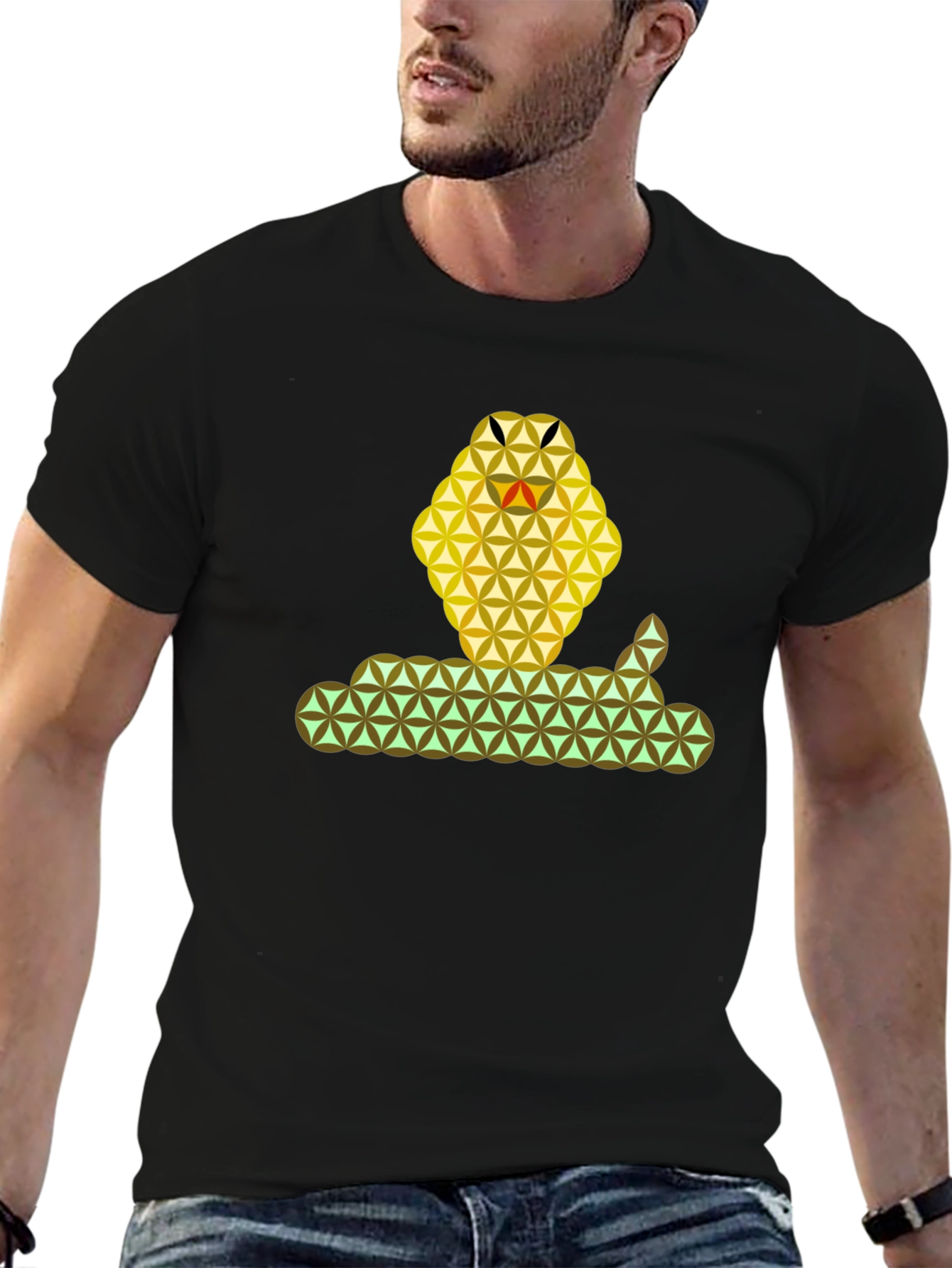 Geometric Snake Graphic T-Shirt - Stylish & Unique