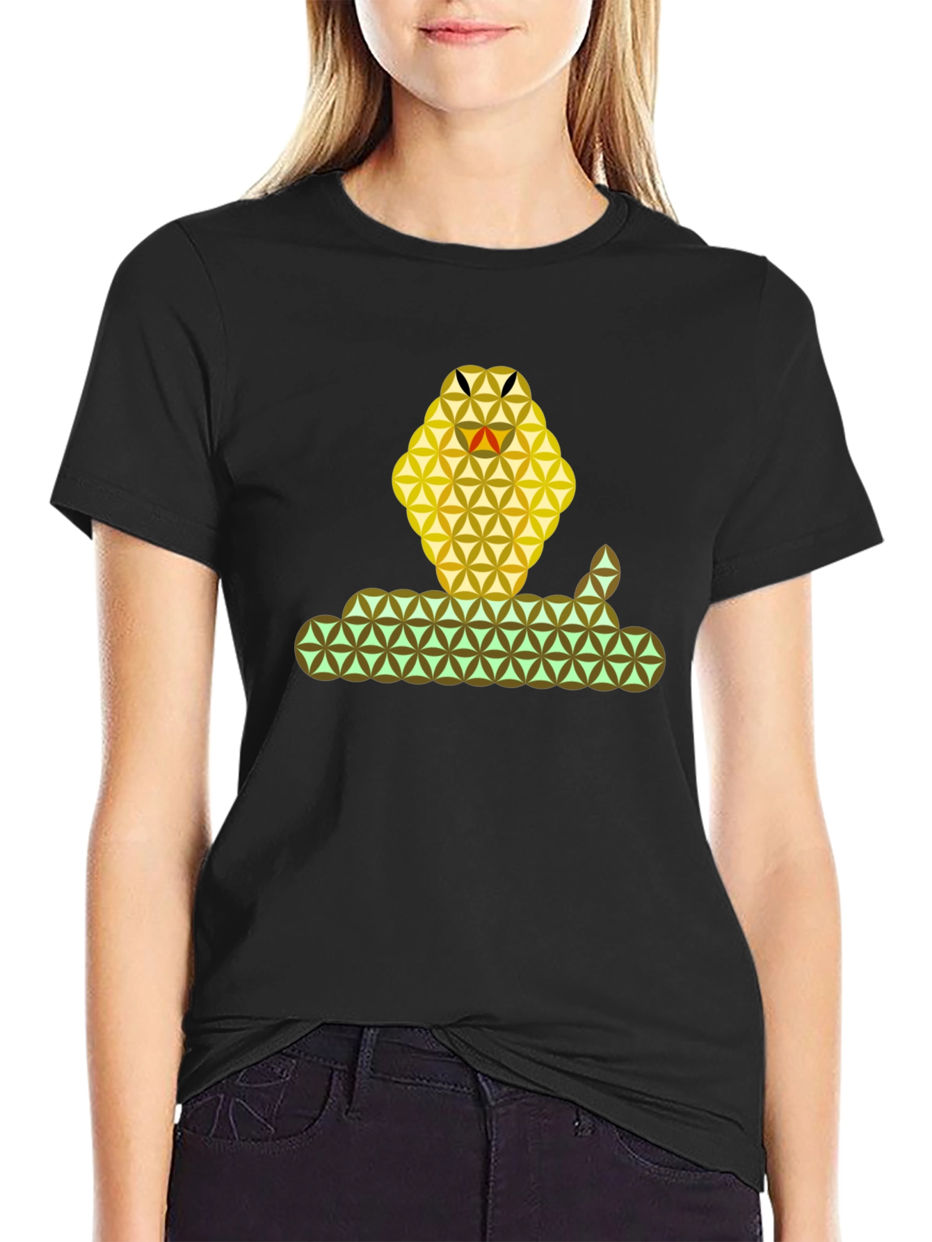 Geometric Snake Graphic T-Shirt - Stylish & Unique