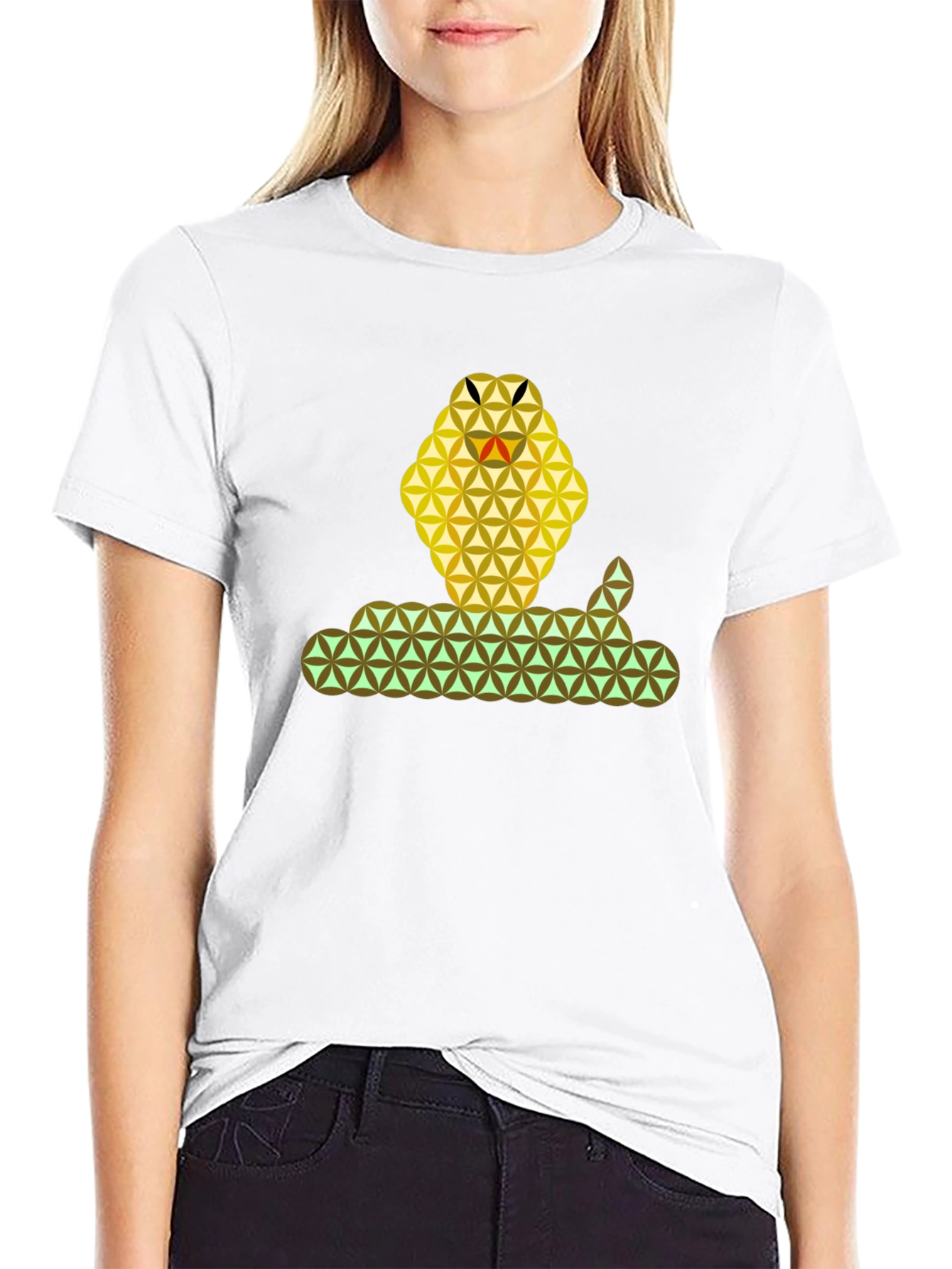 Geometric Snake Graphic T-Shirt - Stylish & Unique