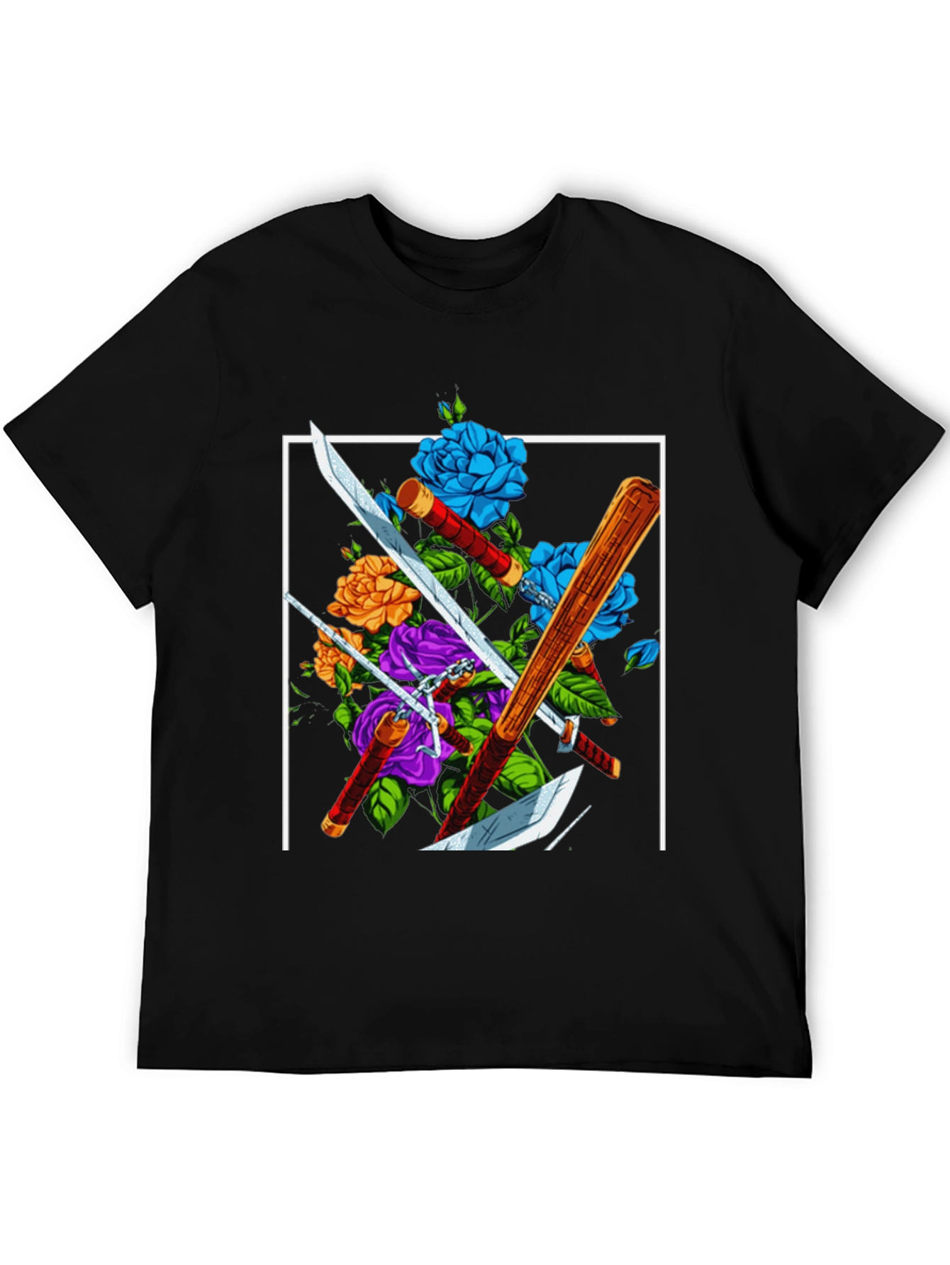 Floral Swords T-Shirt - Edgy Design