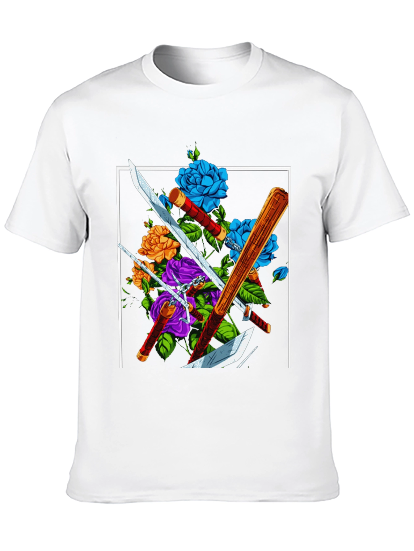 Floral Swords T-Shirt - Edgy Design