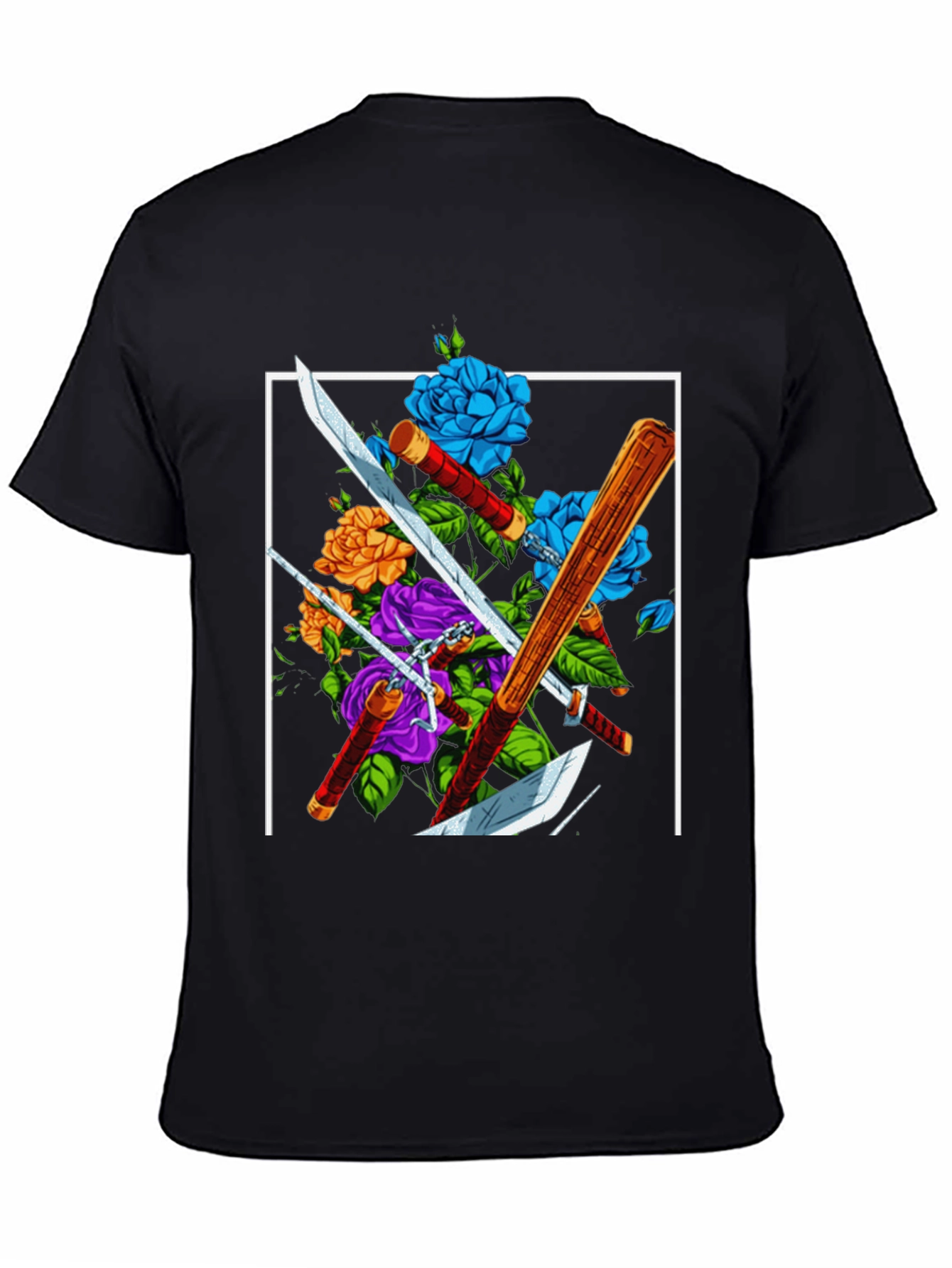 Floral Swords T-Shirt - Edgy Design