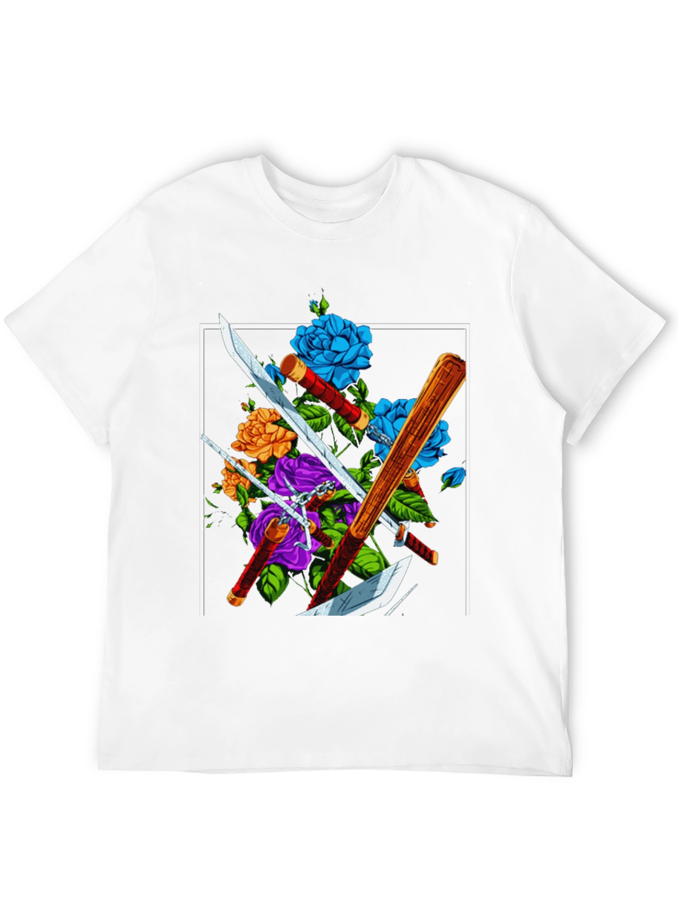 Floral Swords T-Shirt - Edgy Design