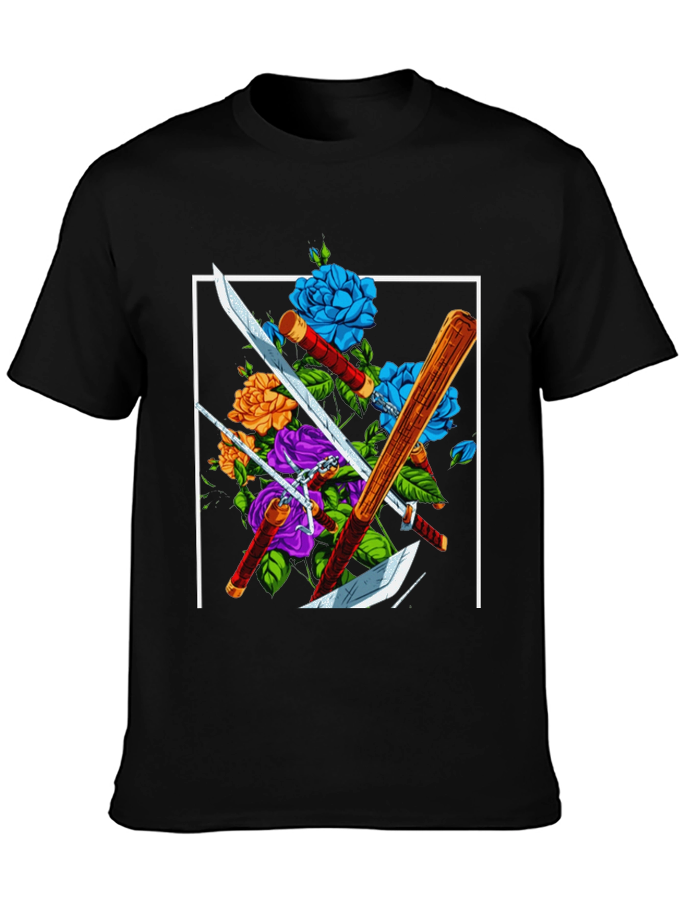Floral Swords T-Shirt - Edgy Design