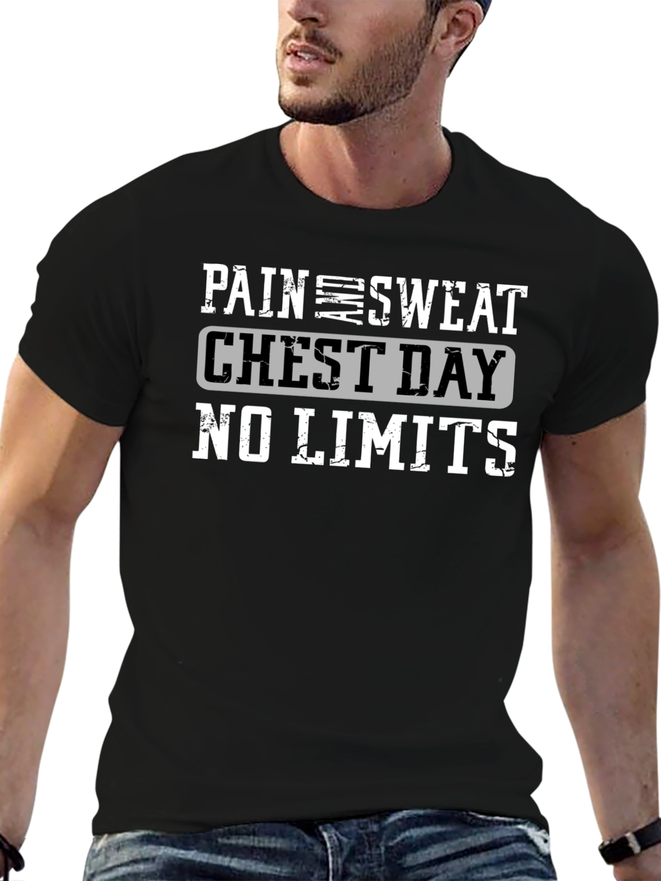 Pain Sweat Chest Day No Limits Black T-Shirt