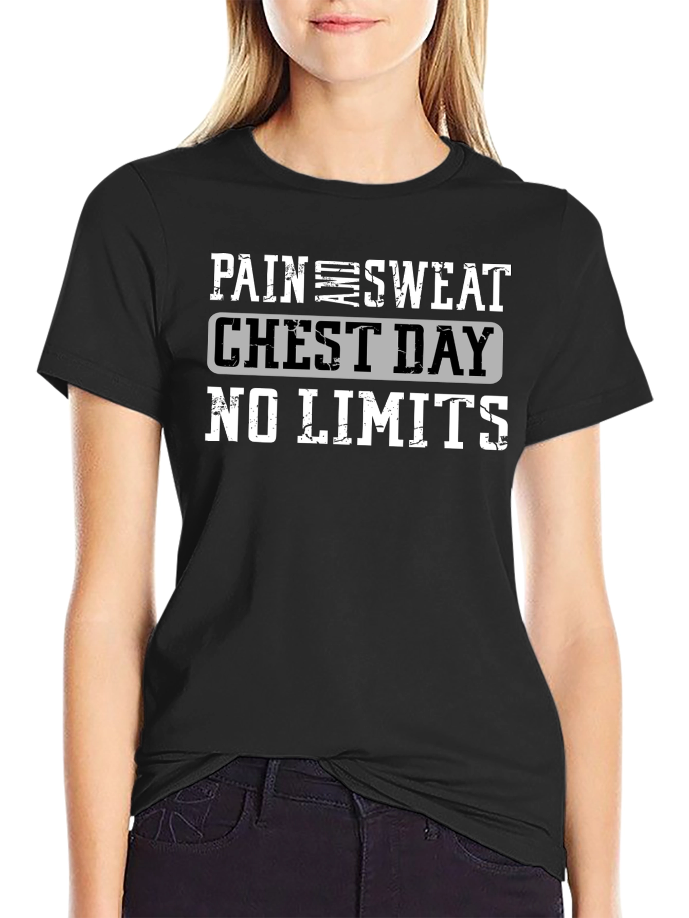 Pain Sweat Chest Day No Limits Black T-Shirt