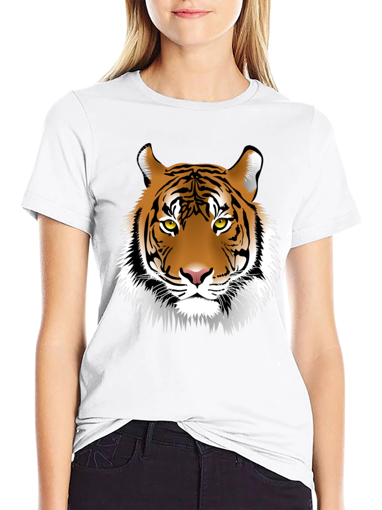 Bold Tiger Graphic Tee - Black Cotton Shirt
