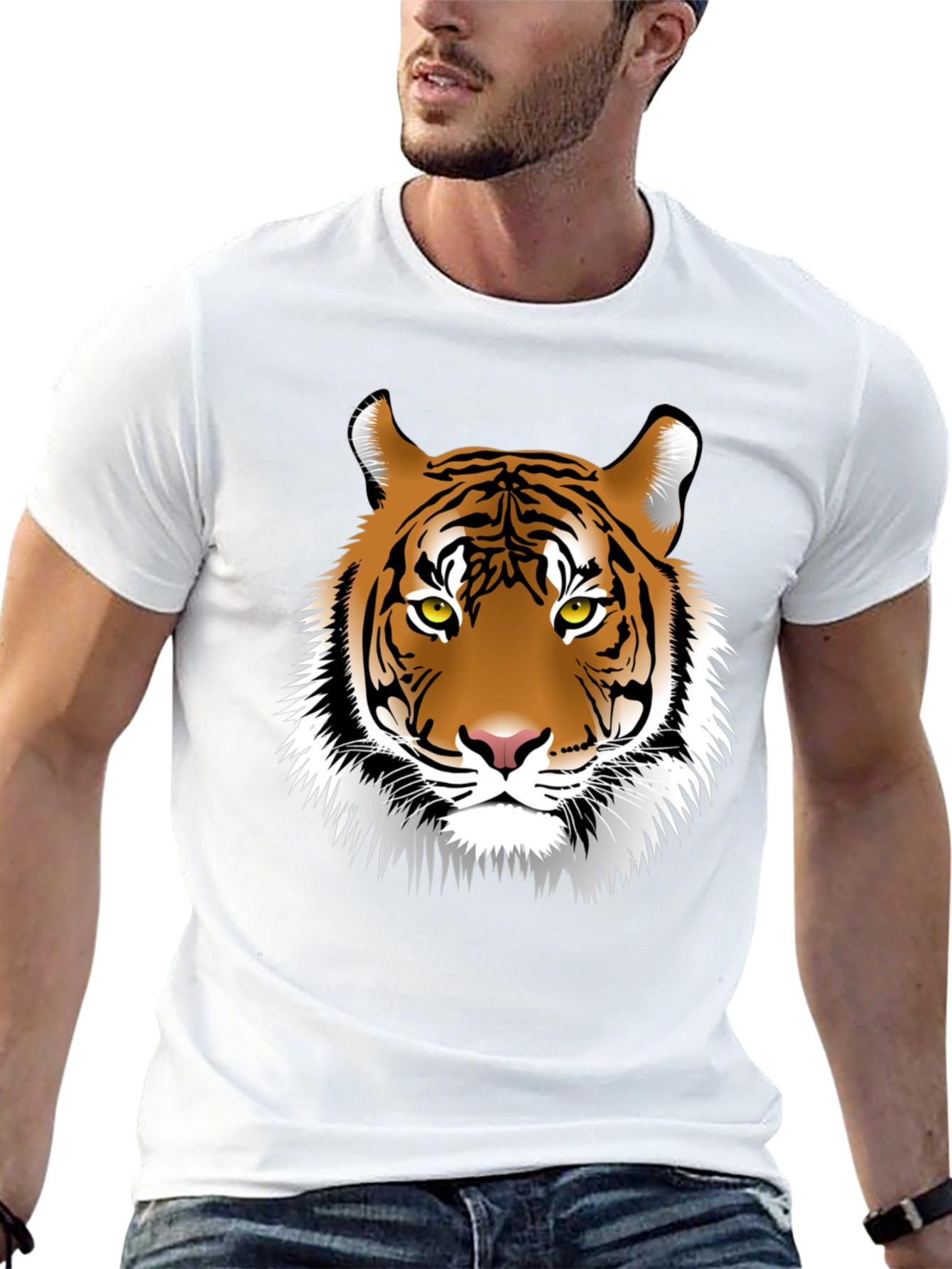 Bold Tiger Graphic Tee - Black Cotton Shirt