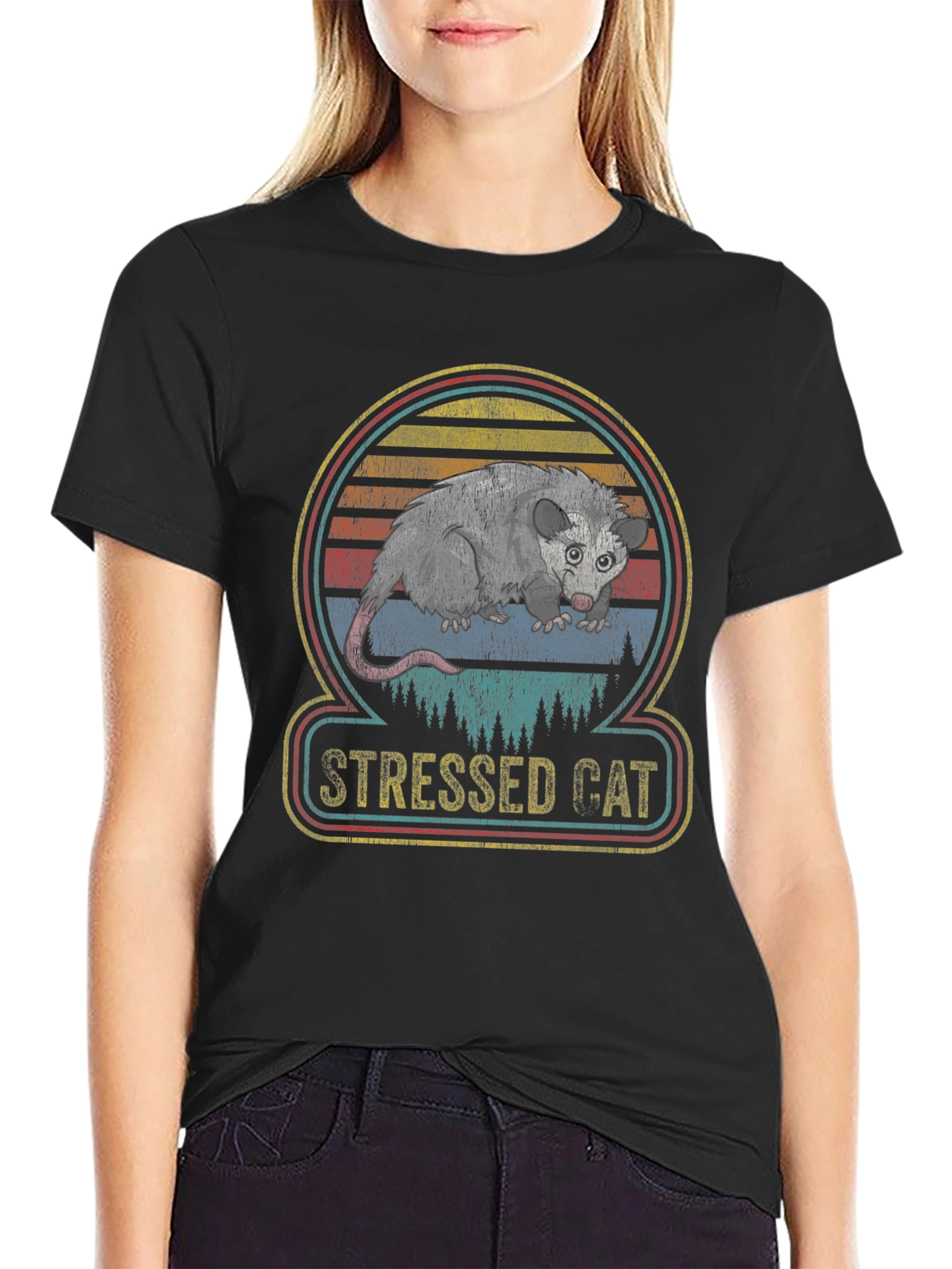 Stressed Cat Opossum Graphic Tee