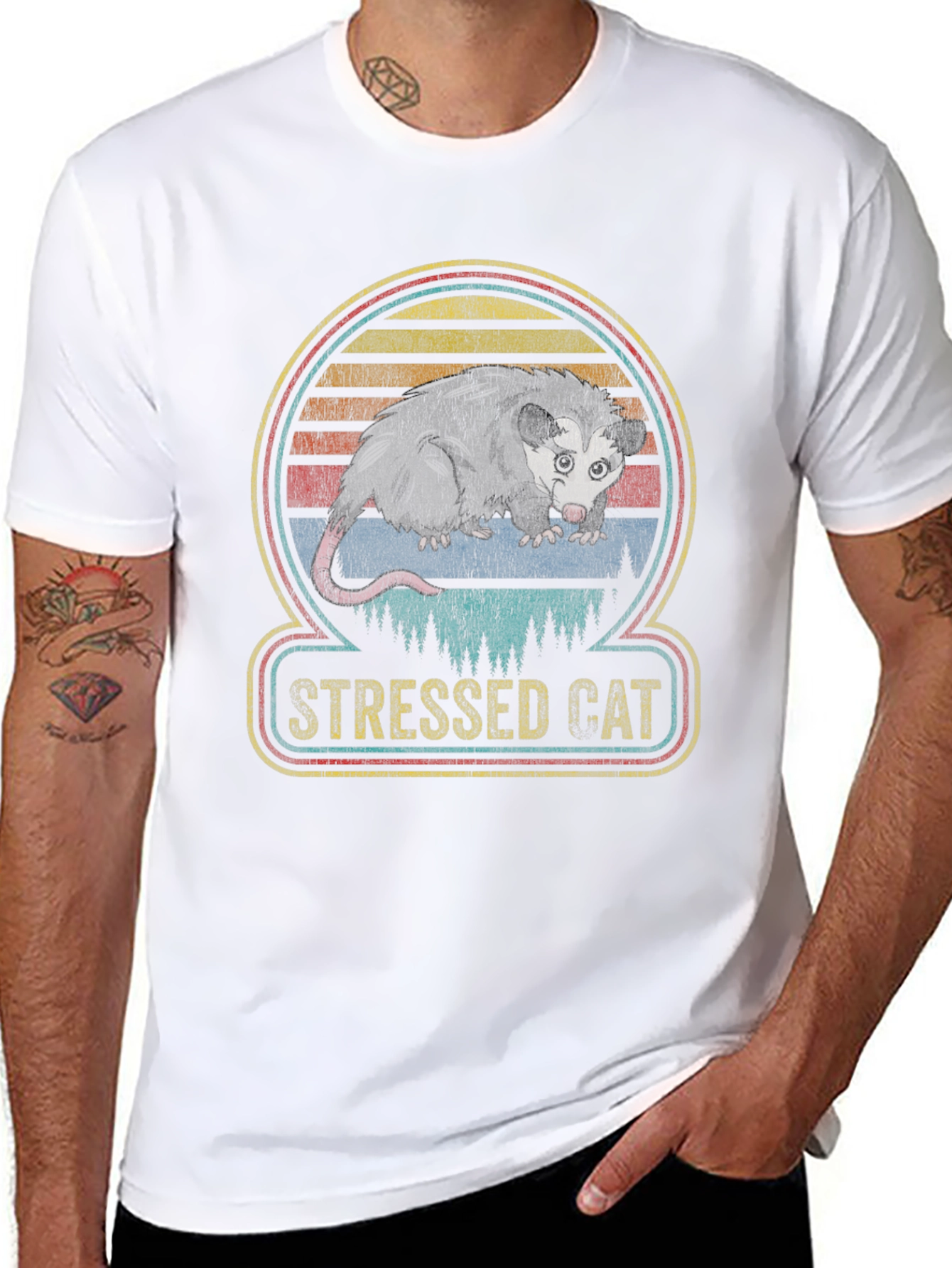 Stressed Cat Opossum Graphic Tee