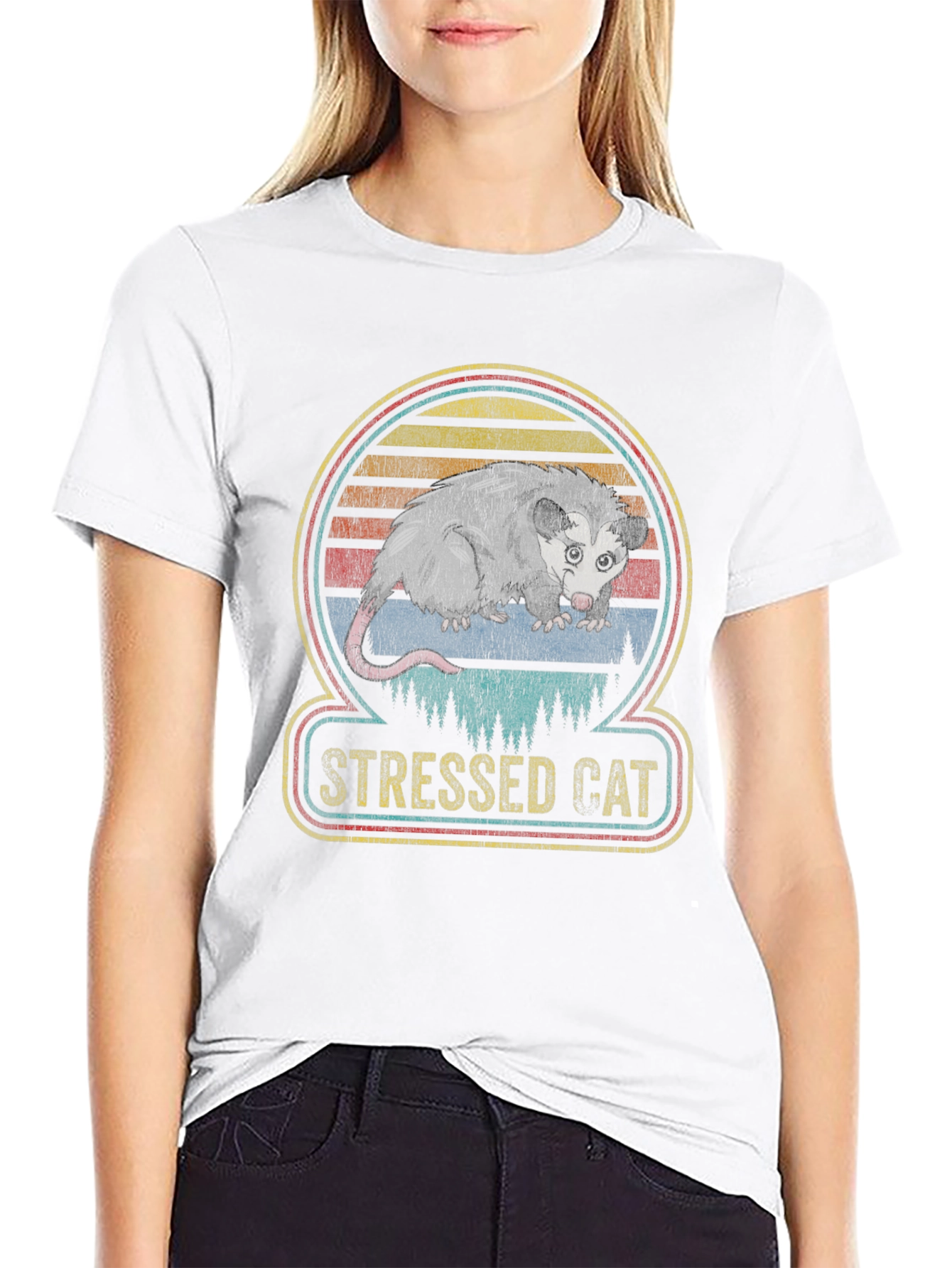 Stressed Cat Opossum Graphic Tee