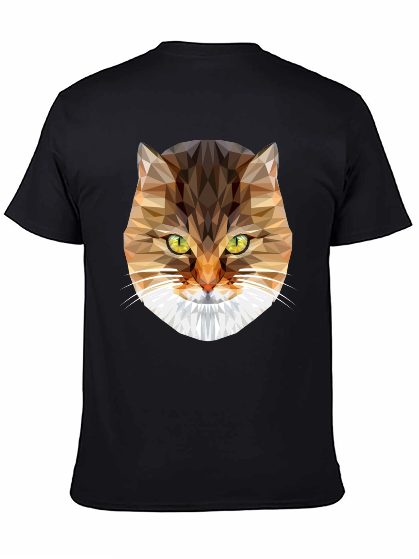 Geometric Cat Face Graphic Tee - Modern Style