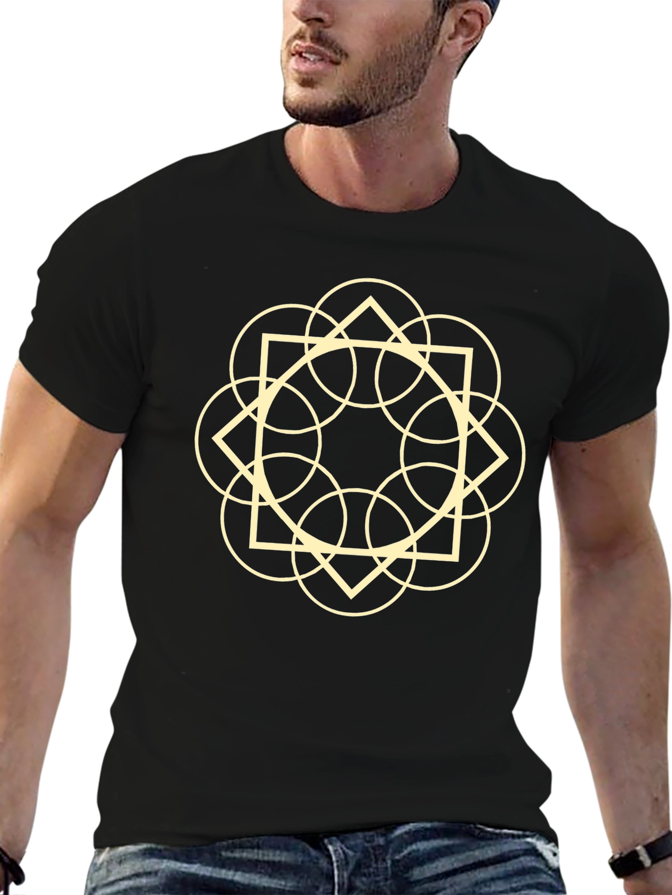 Geometric Symbol Graphic Tee - Black