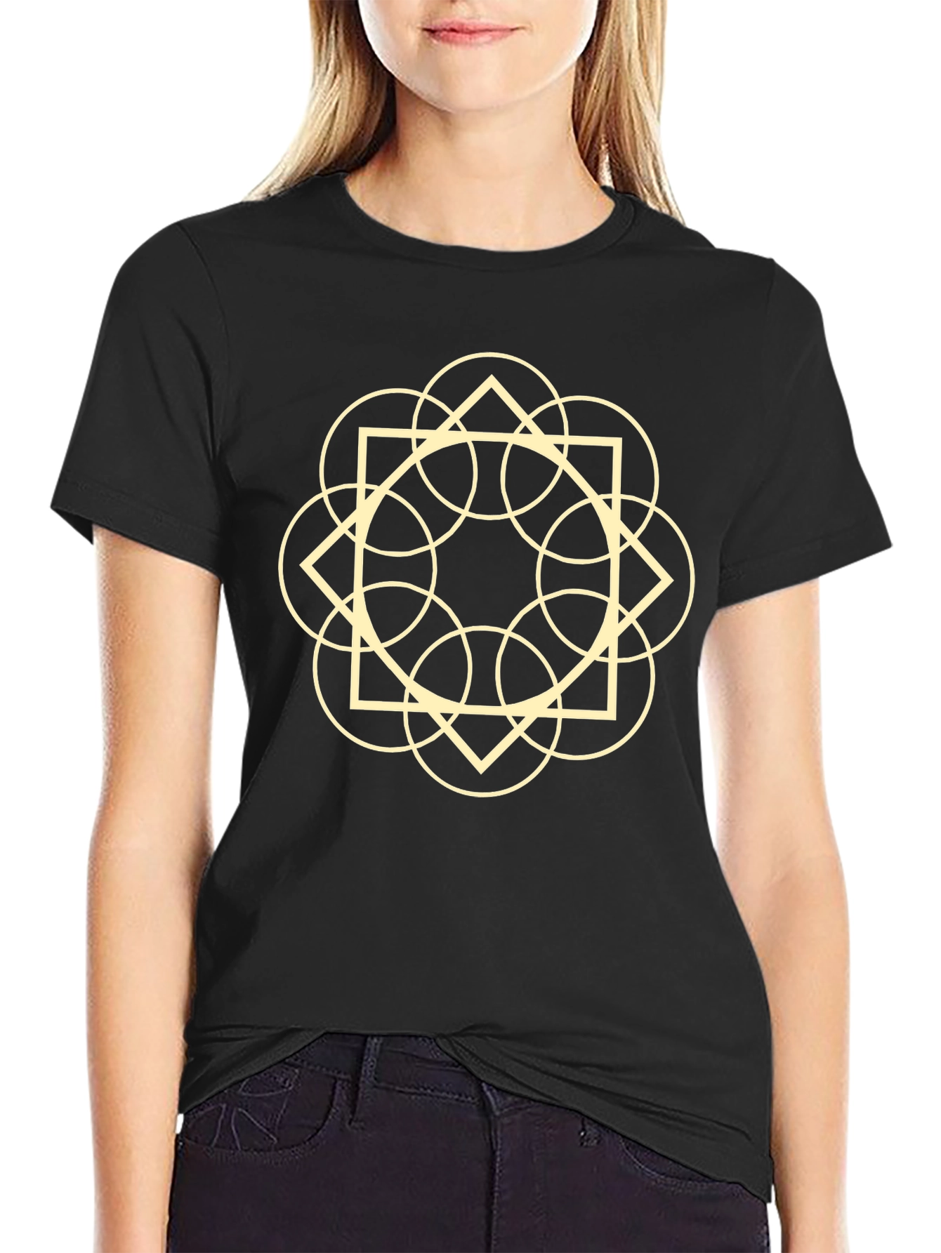 Geometric Symbol Graphic Tee - Black