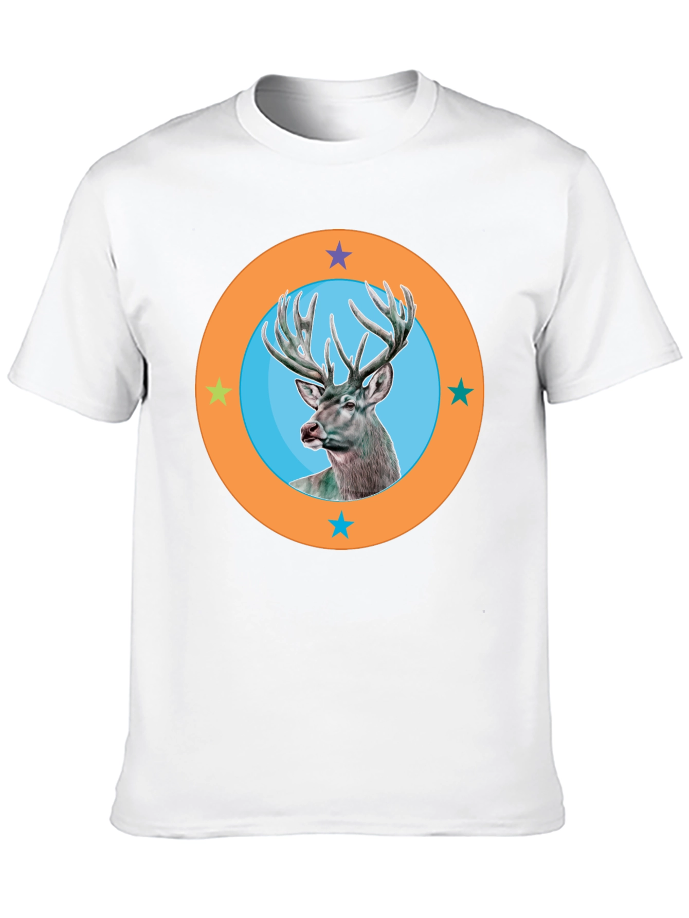 Deer Circle Graphic Tee - Black
