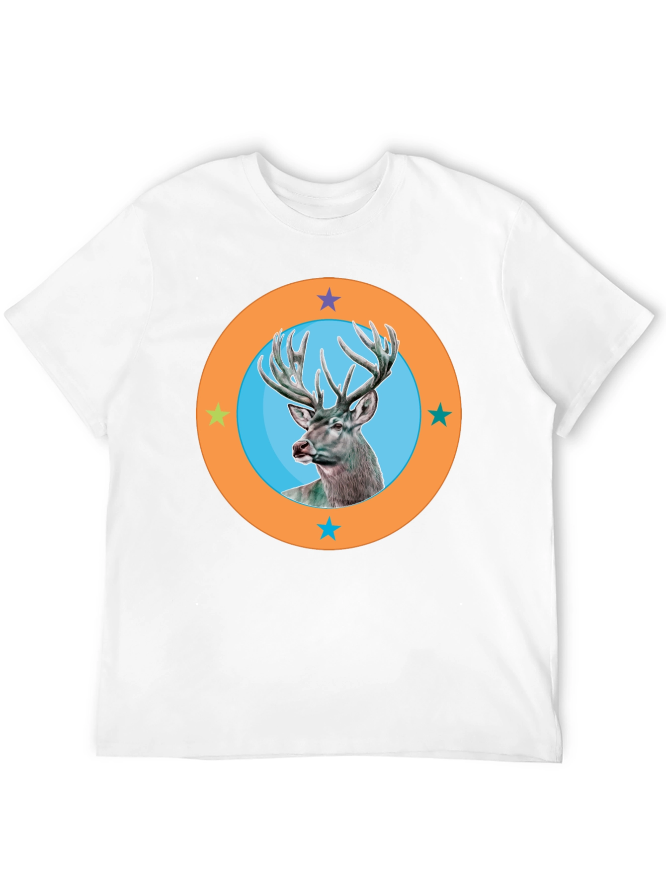 Deer Circle Graphic Tee - Black