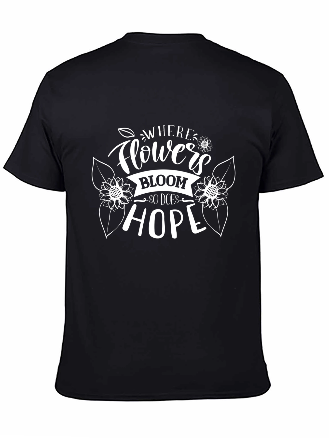Floral Hope Black Graphic T-Shirt