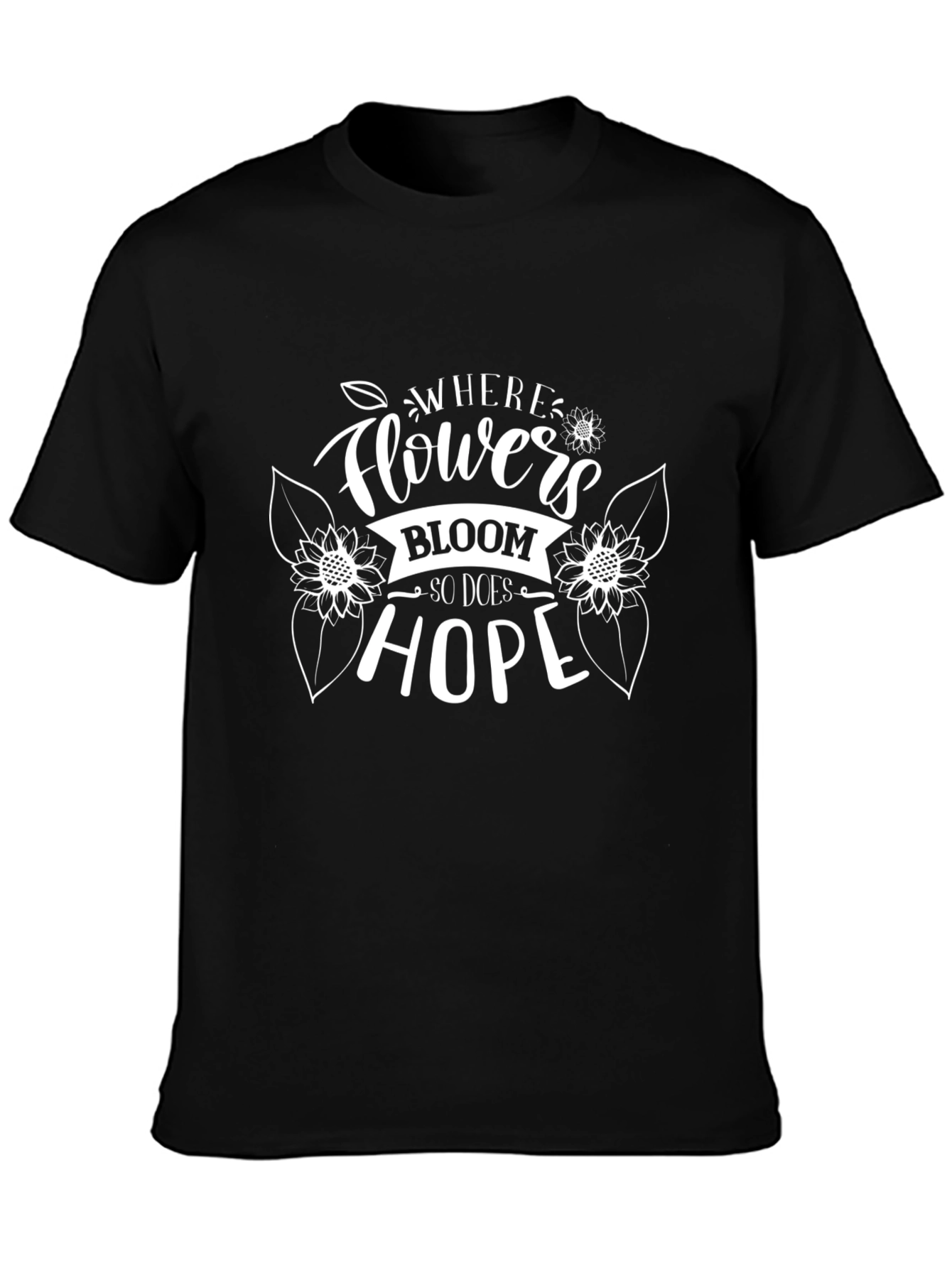Floral Hope Black Graphic T-Shirt