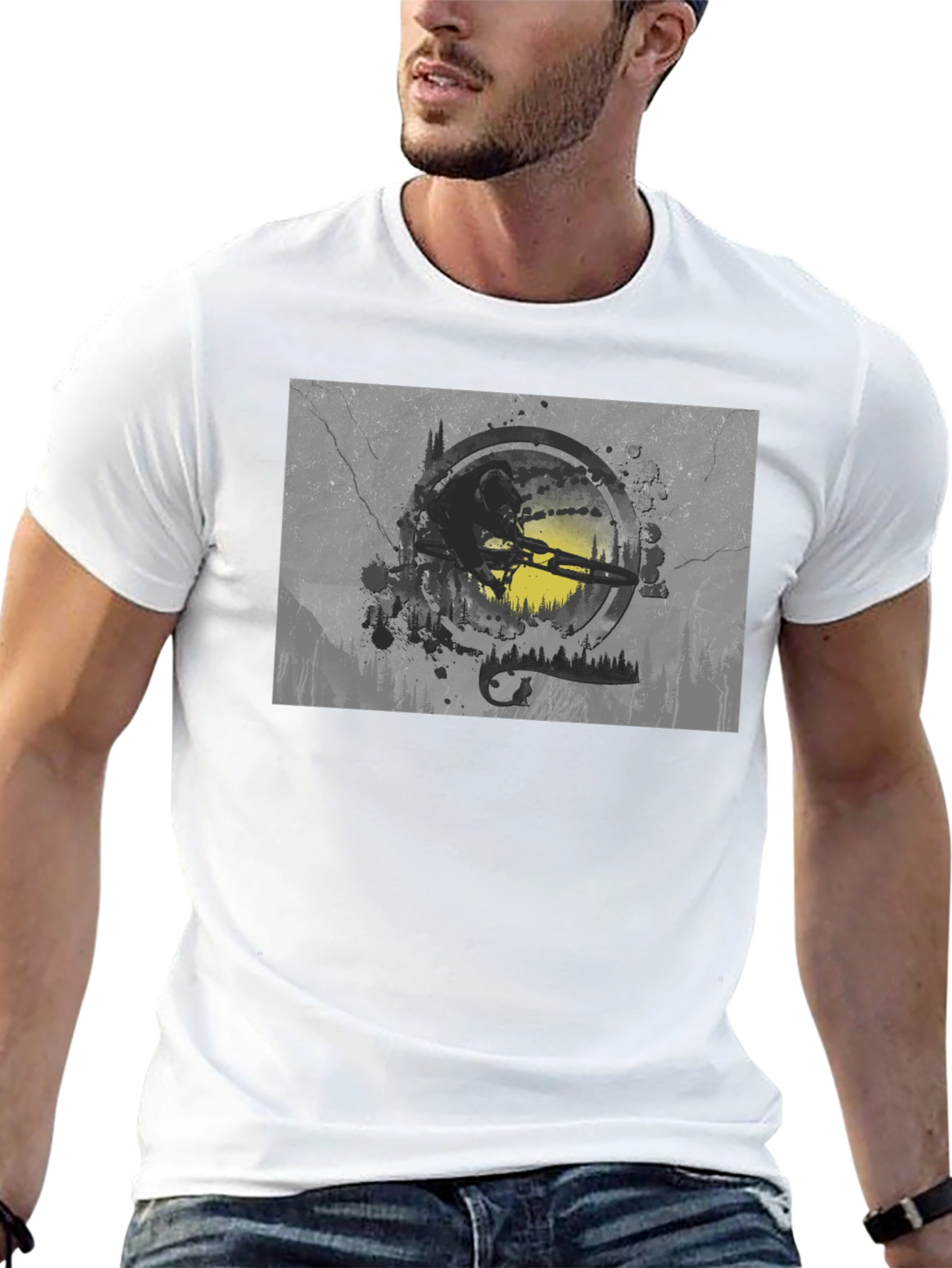 Mountain Bike Graphic Tee - Black Cotton Blend