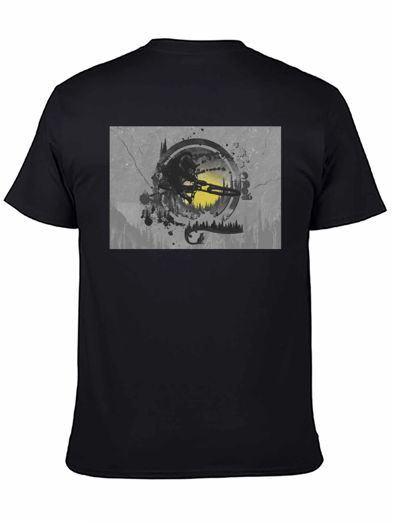 Mountain Bike Graphic Tee - Black Cotton Blend
