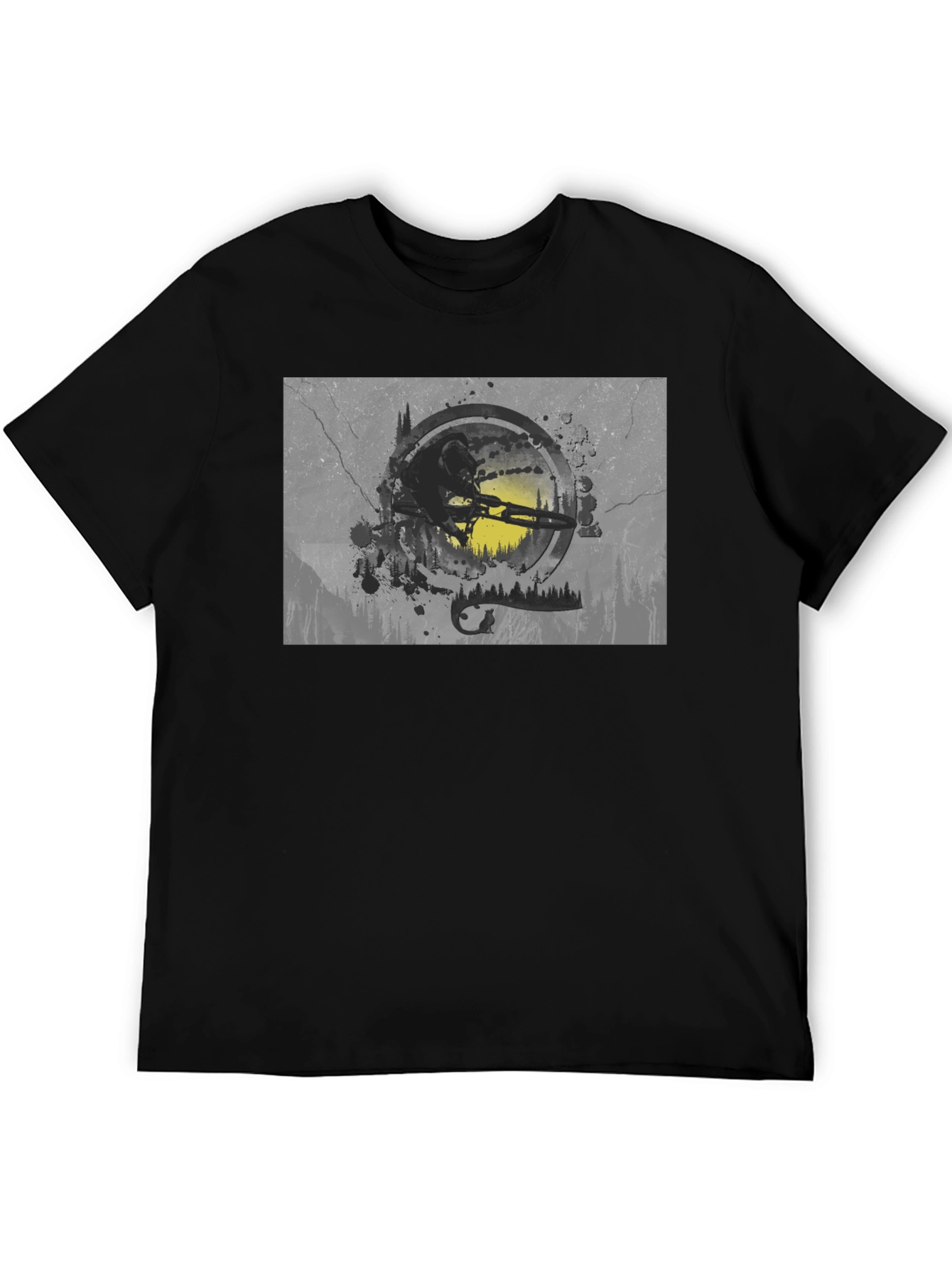 Mountain Bike Graphic Tee - Black Cotton Blend