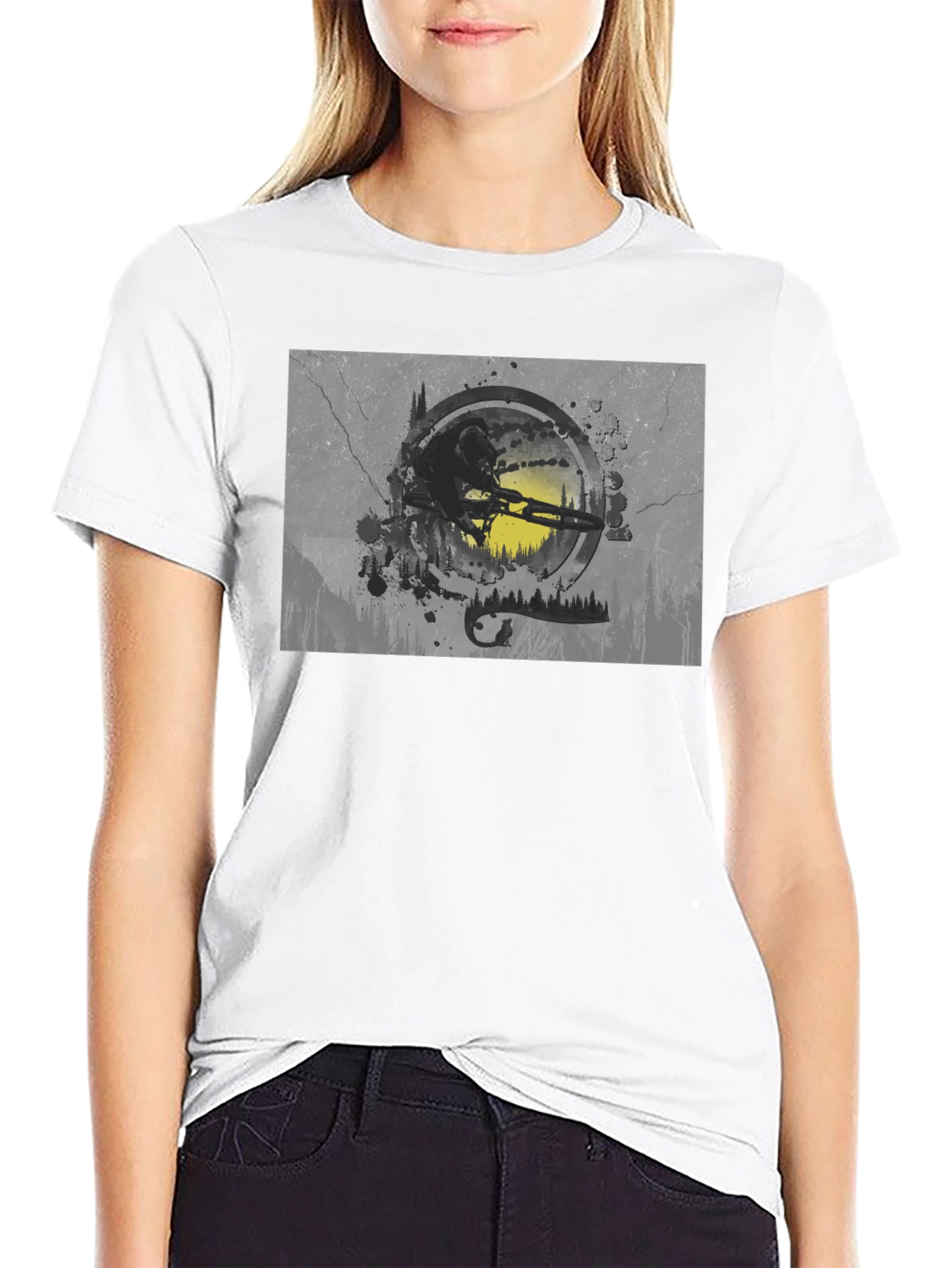 Mountain Bike Graphic Tee - Black Cotton Blend