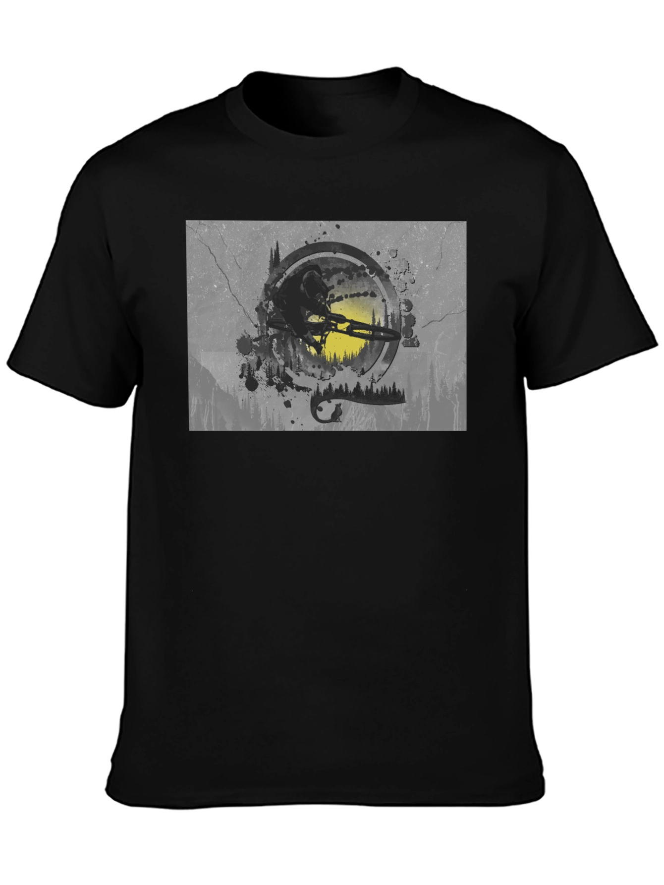 Mountain Bike Graphic Tee - Black Cotton Blend