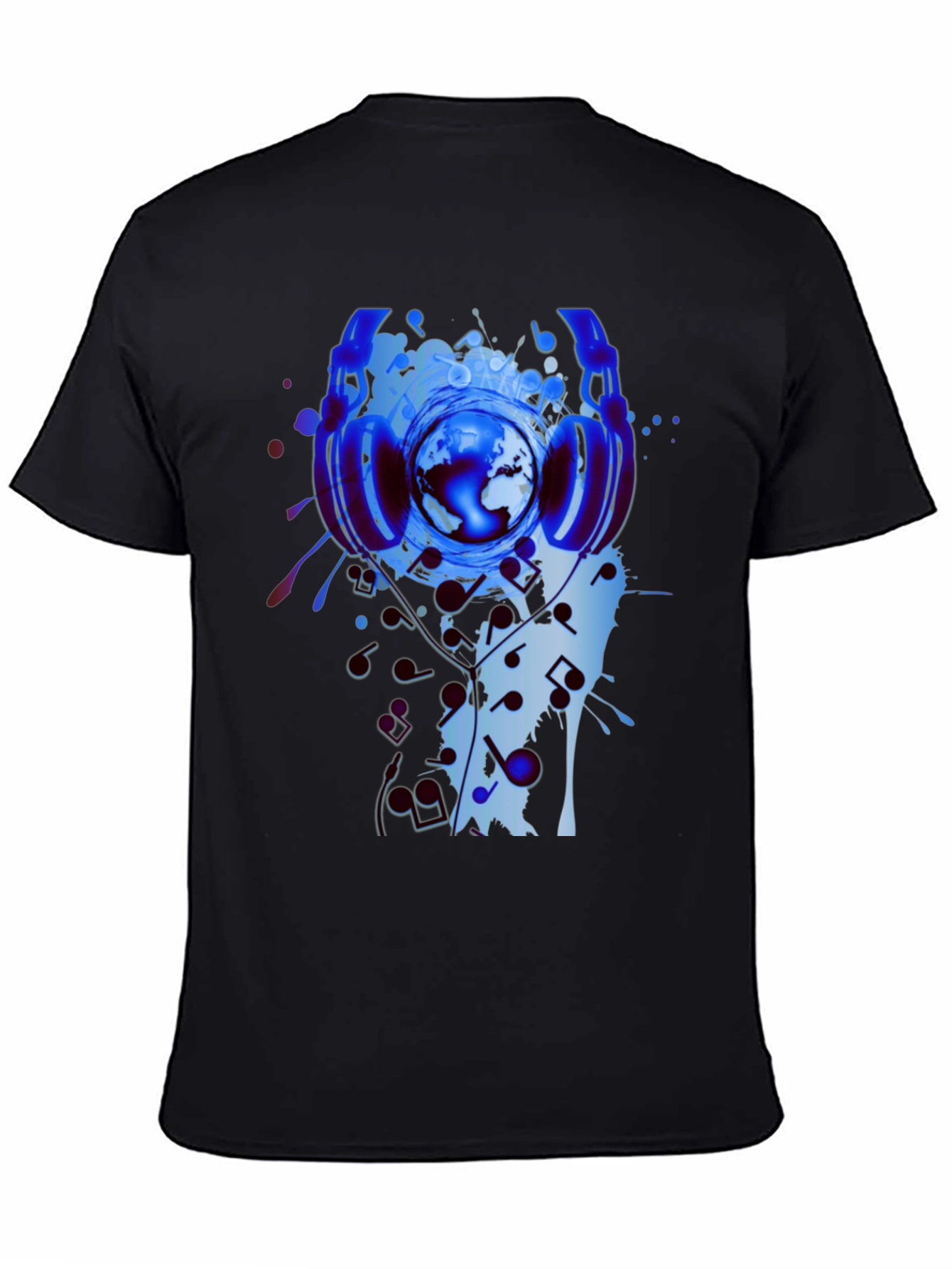 Global Beats Black T-Shirt: Music World Design