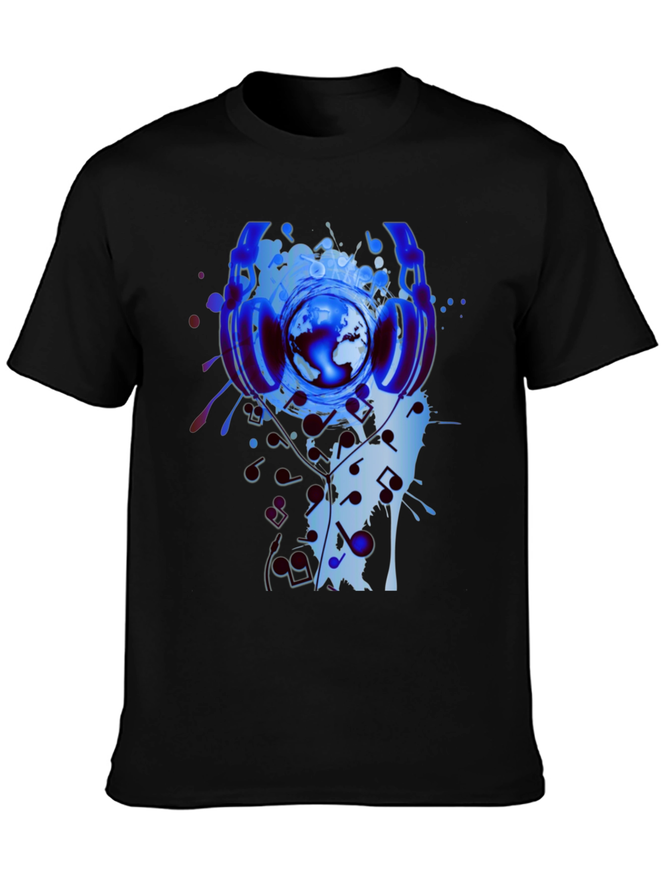 Global Beats Black T-Shirt: Music World Design