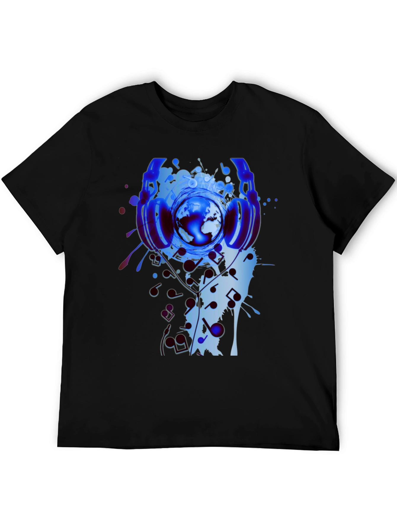 Global Beats Black T-Shirt: Music World Design