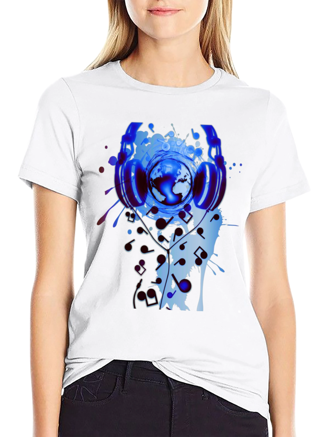 Global Beats Black T-Shirt: Music World Design