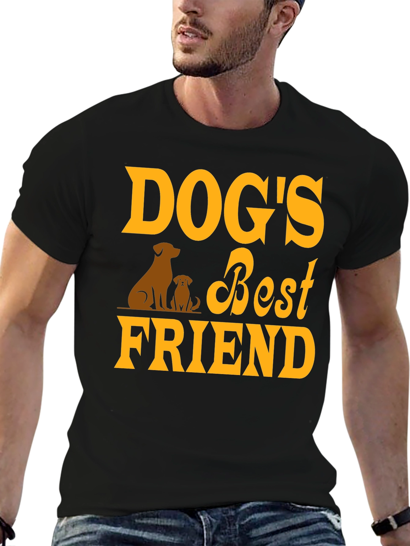 Dogs Best Friend Graphic Tee - Black Cotton