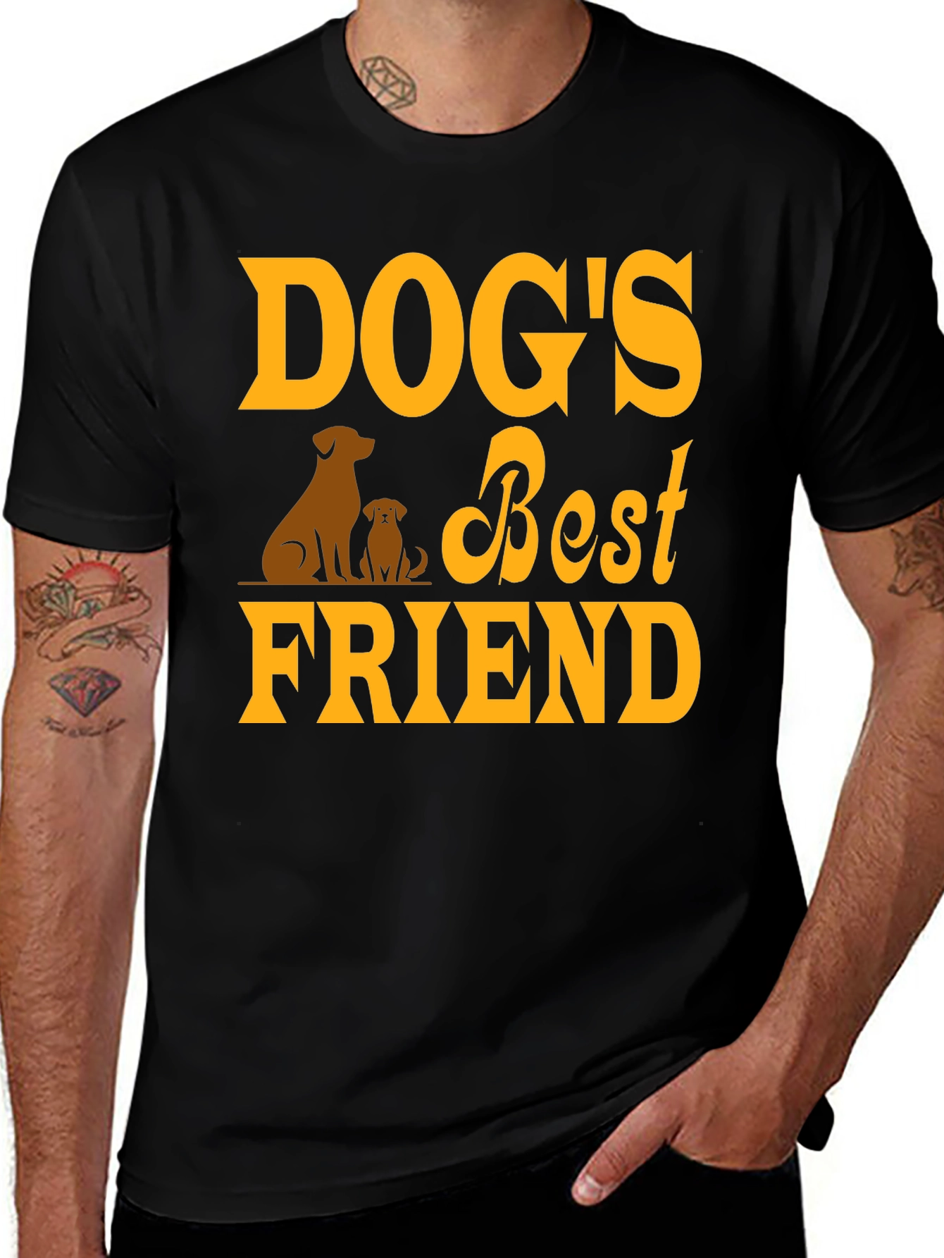 Dogs Best Friend Graphic Tee - Black Cotton