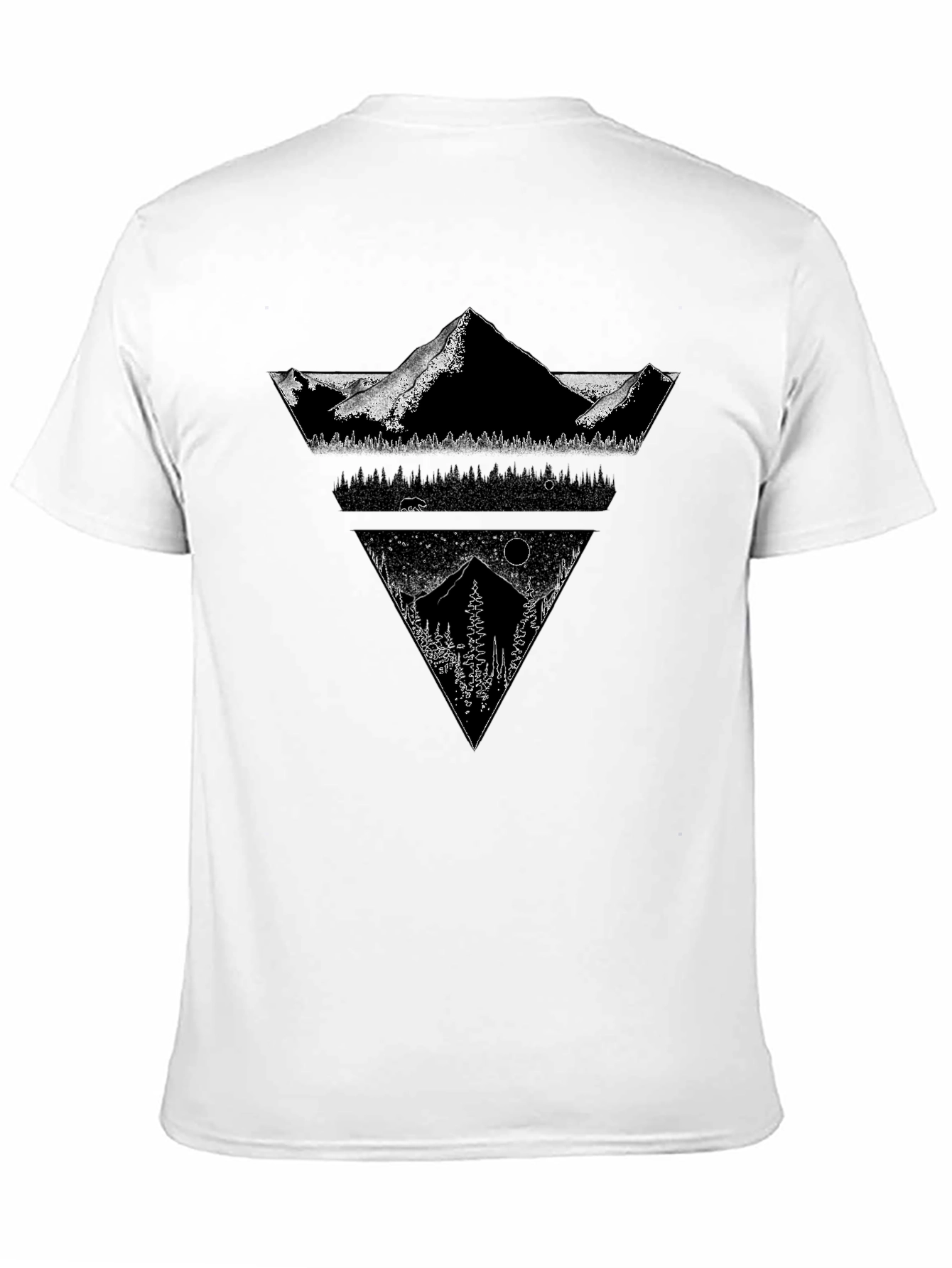Mountain Geometric Graphic Tee - Black