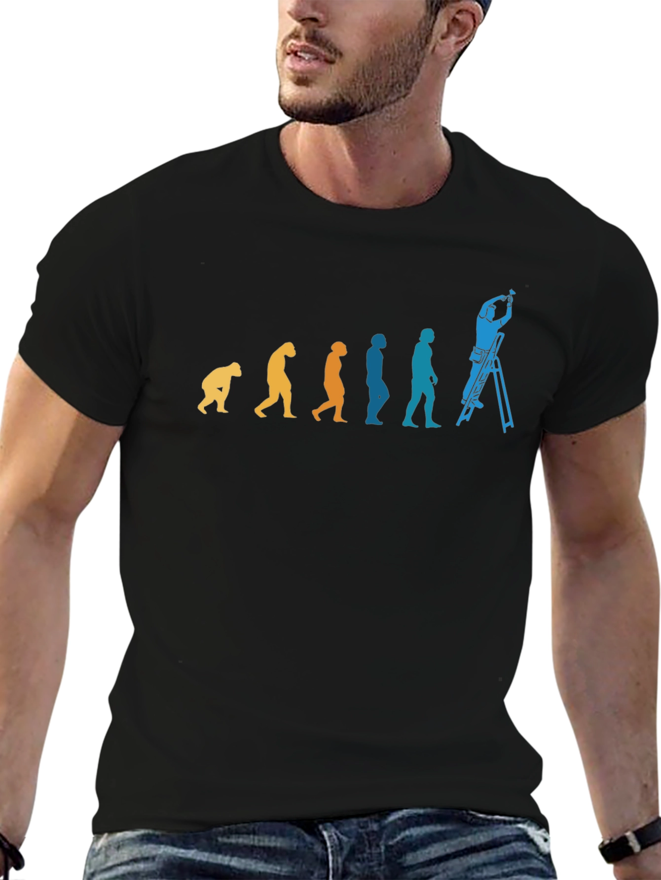 Evolution of Laborer Black T-Shirt