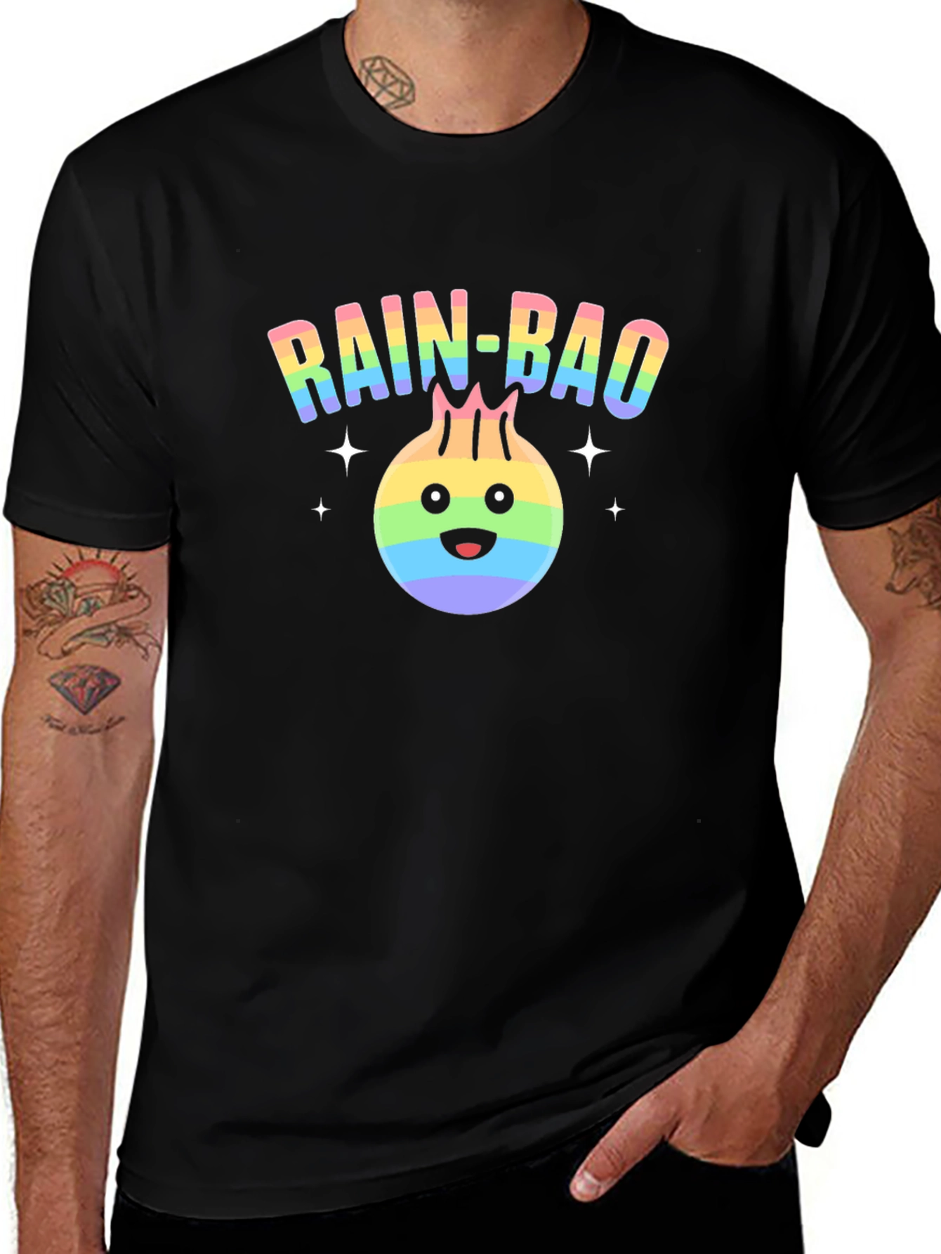 Rainbow Dumpling Graphic T-Shirt - Rain-Bao Pride
