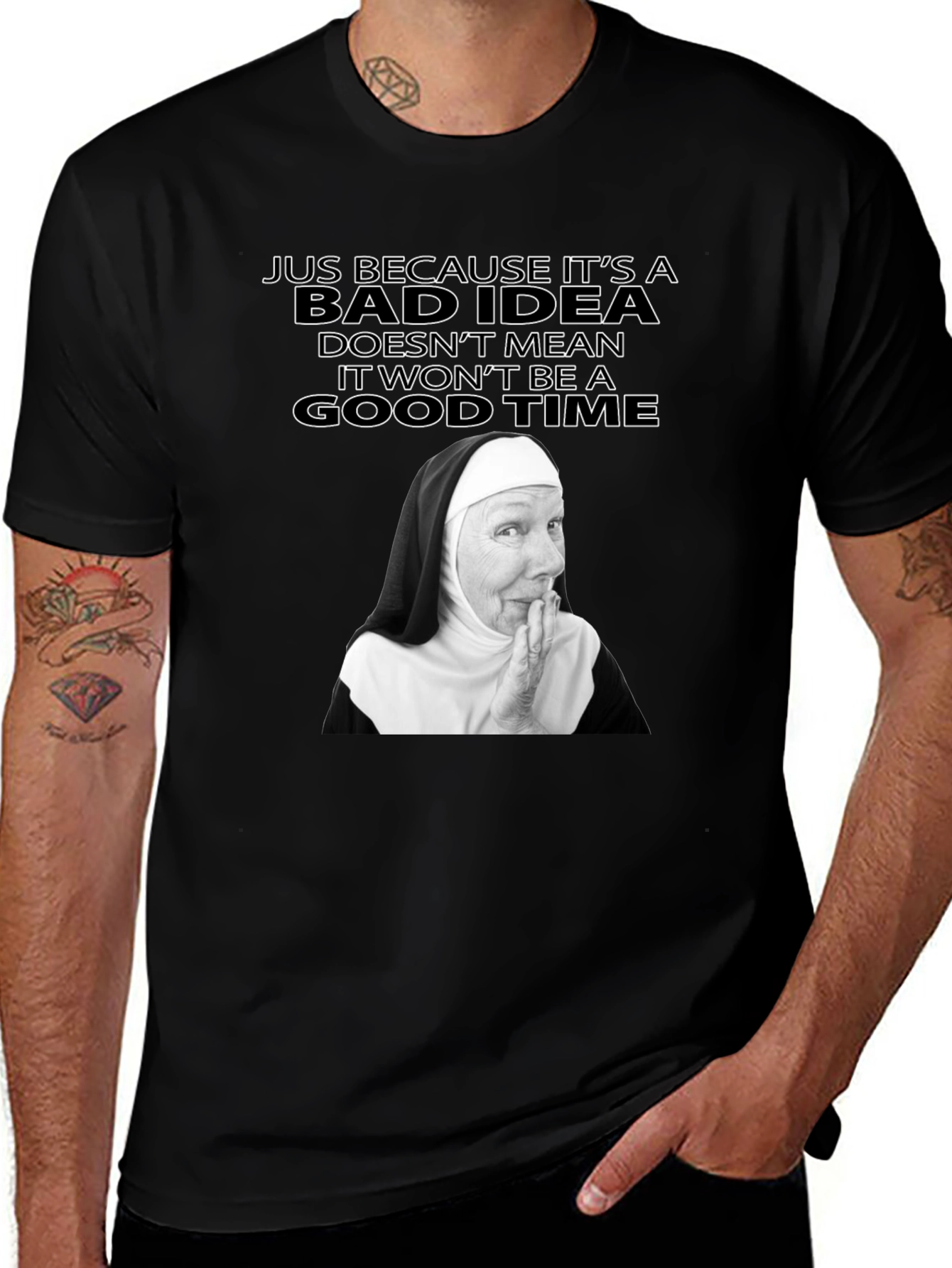 Funny Nun Bad Idea T-Shirt - Novelty Graphic Tee