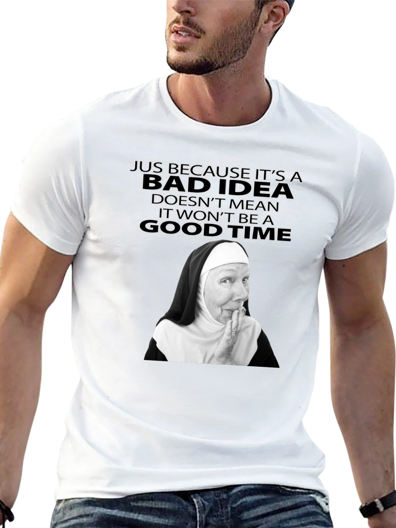 Funny Nun Bad Idea T-Shirt - Novelty Graphic Tee