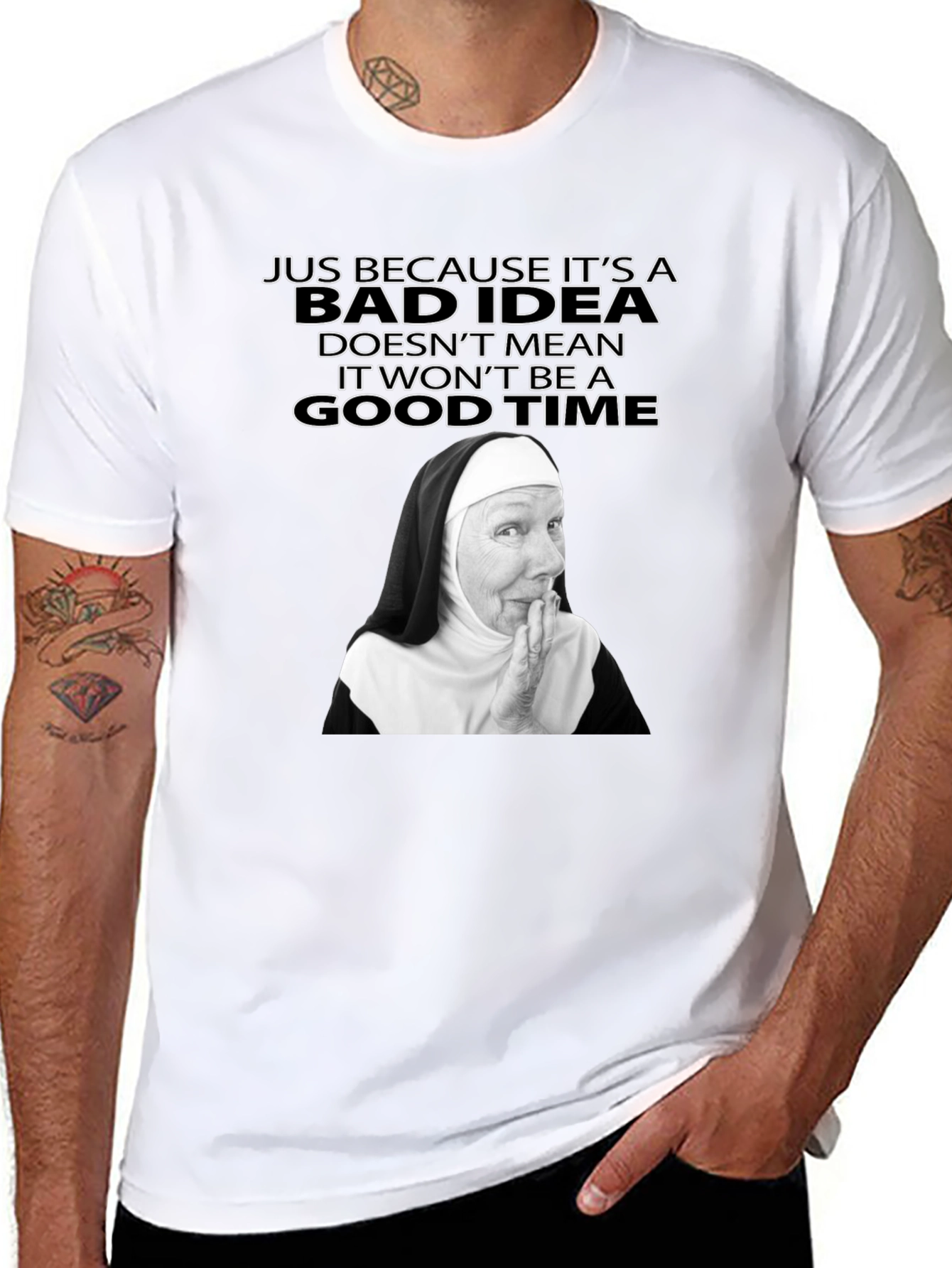 Funny Nun Bad Idea T-Shirt - Novelty Graphic Tee