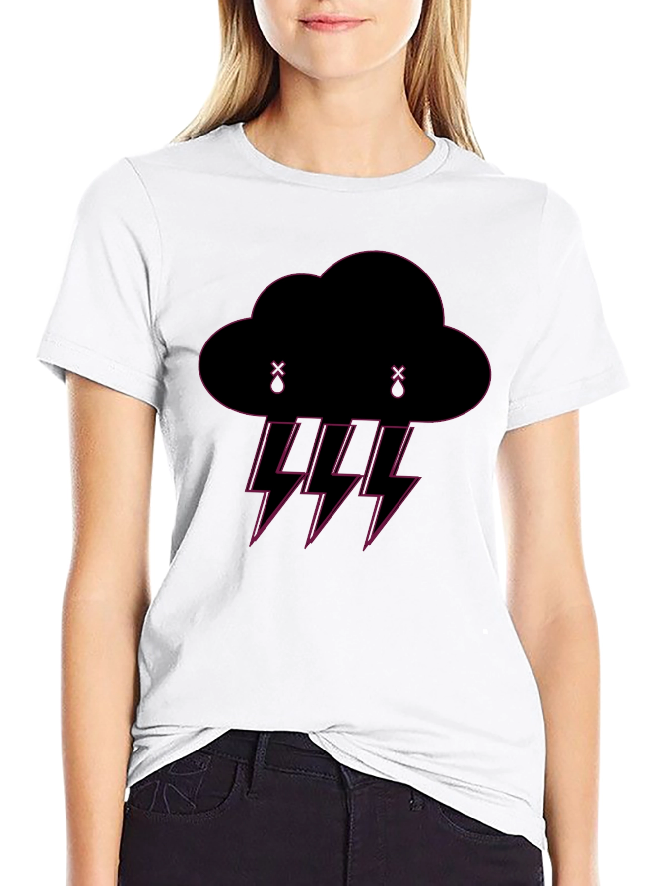 Rain Cloud Graphic Black T-Shirt