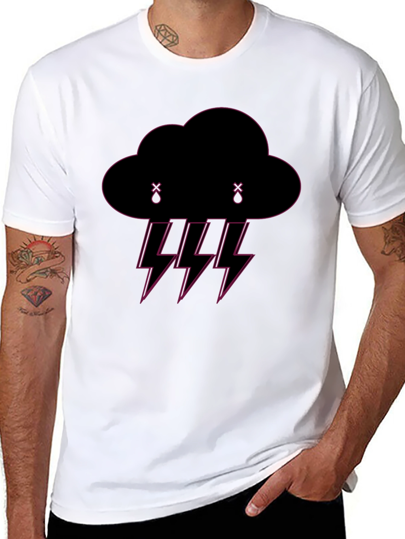 Rain Cloud Graphic Black T-Shirt
